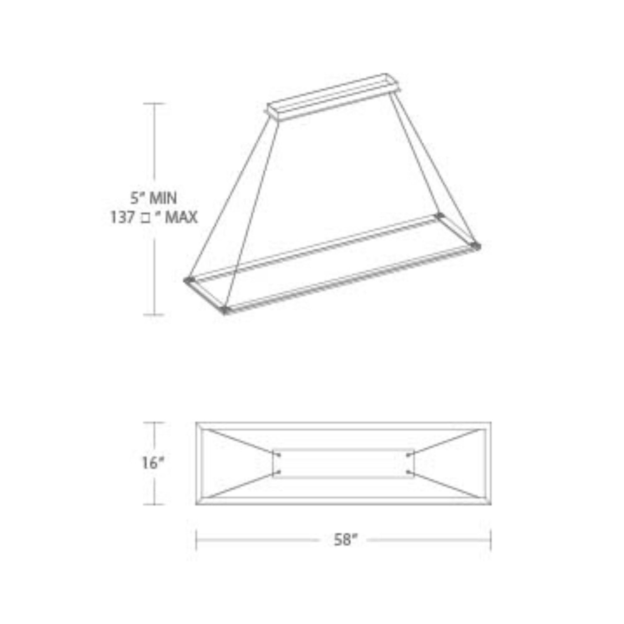 Frame 58 in. LED Pendant Light Black Finish