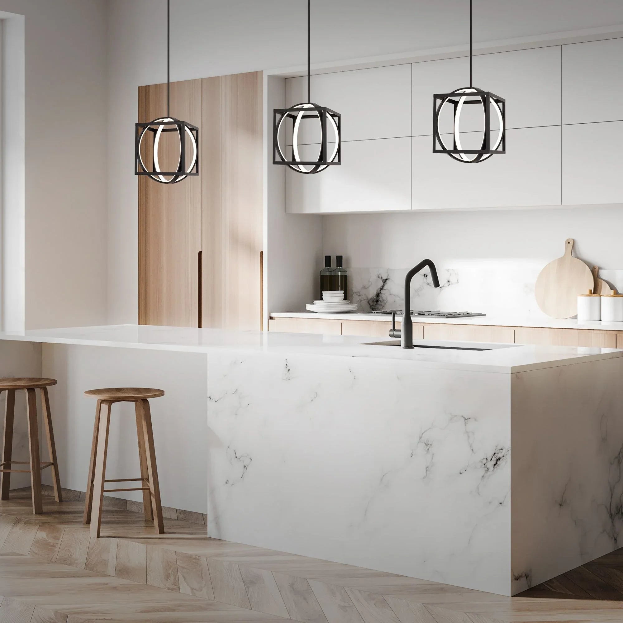 Geometrix 26" LED Pendant, Black Finish - Bees Lighting