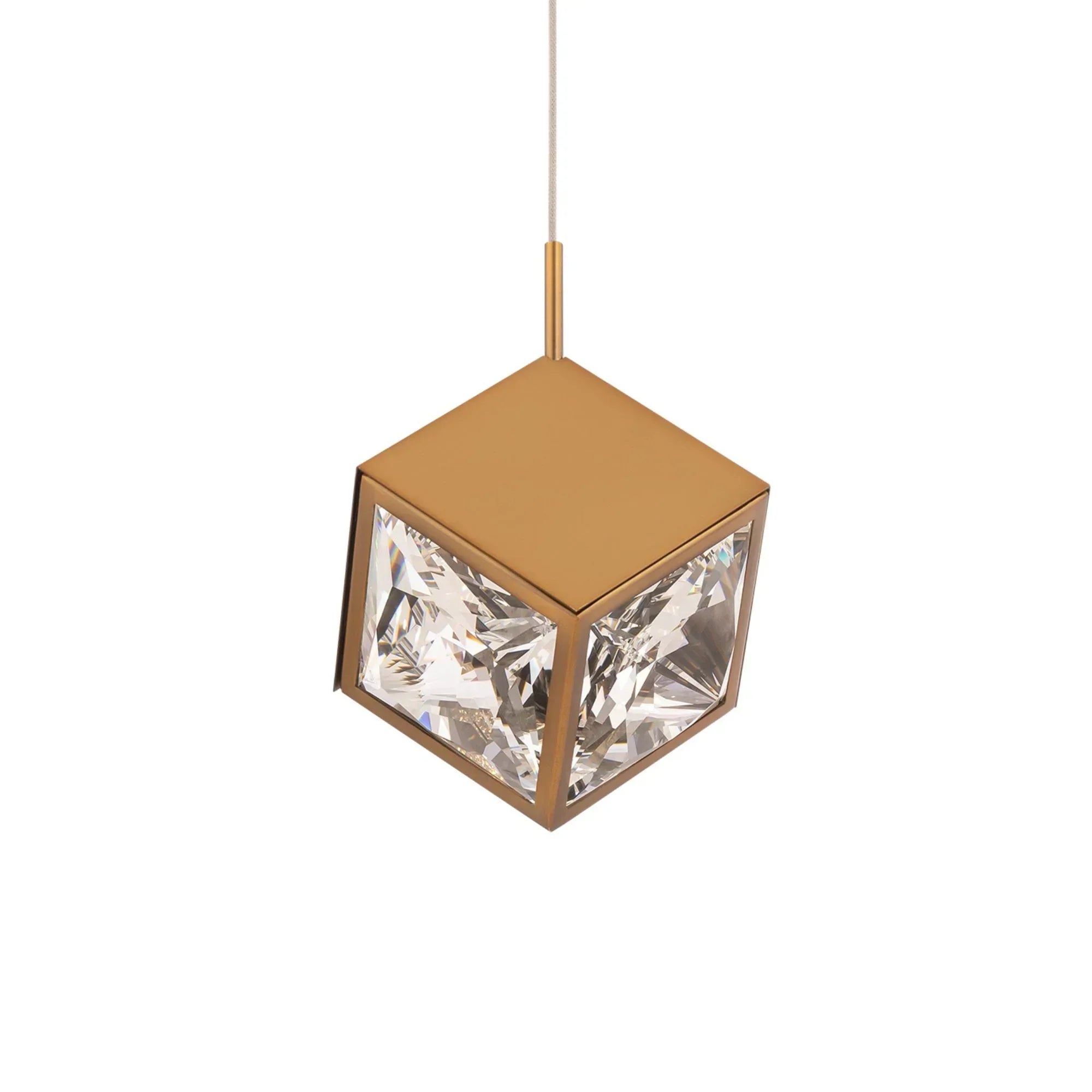 Ice Cube 8" LED Mini Pendant, 3500K, Aged Brass Finish