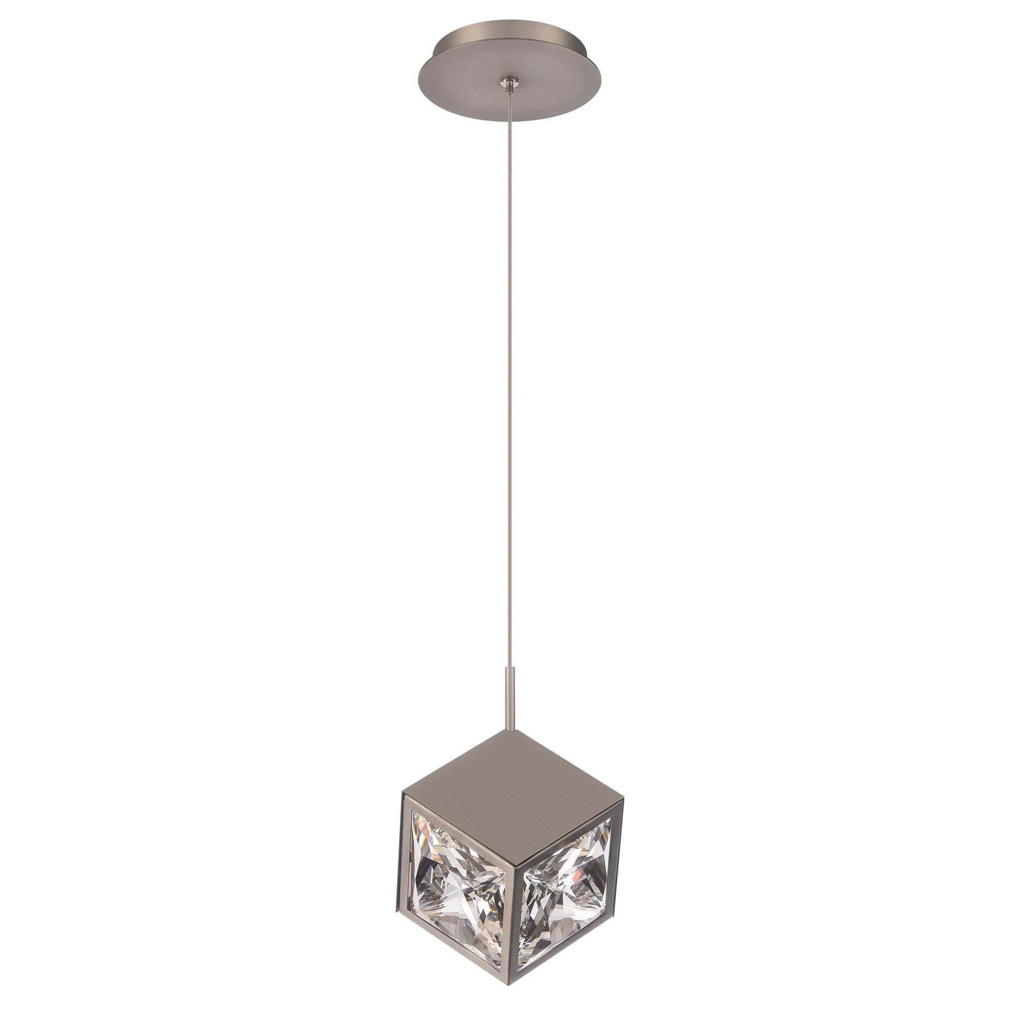 Ice Cube 8" LED Mini Pendant, 3500K, Brushed Nickel Finish - Bees Lighting