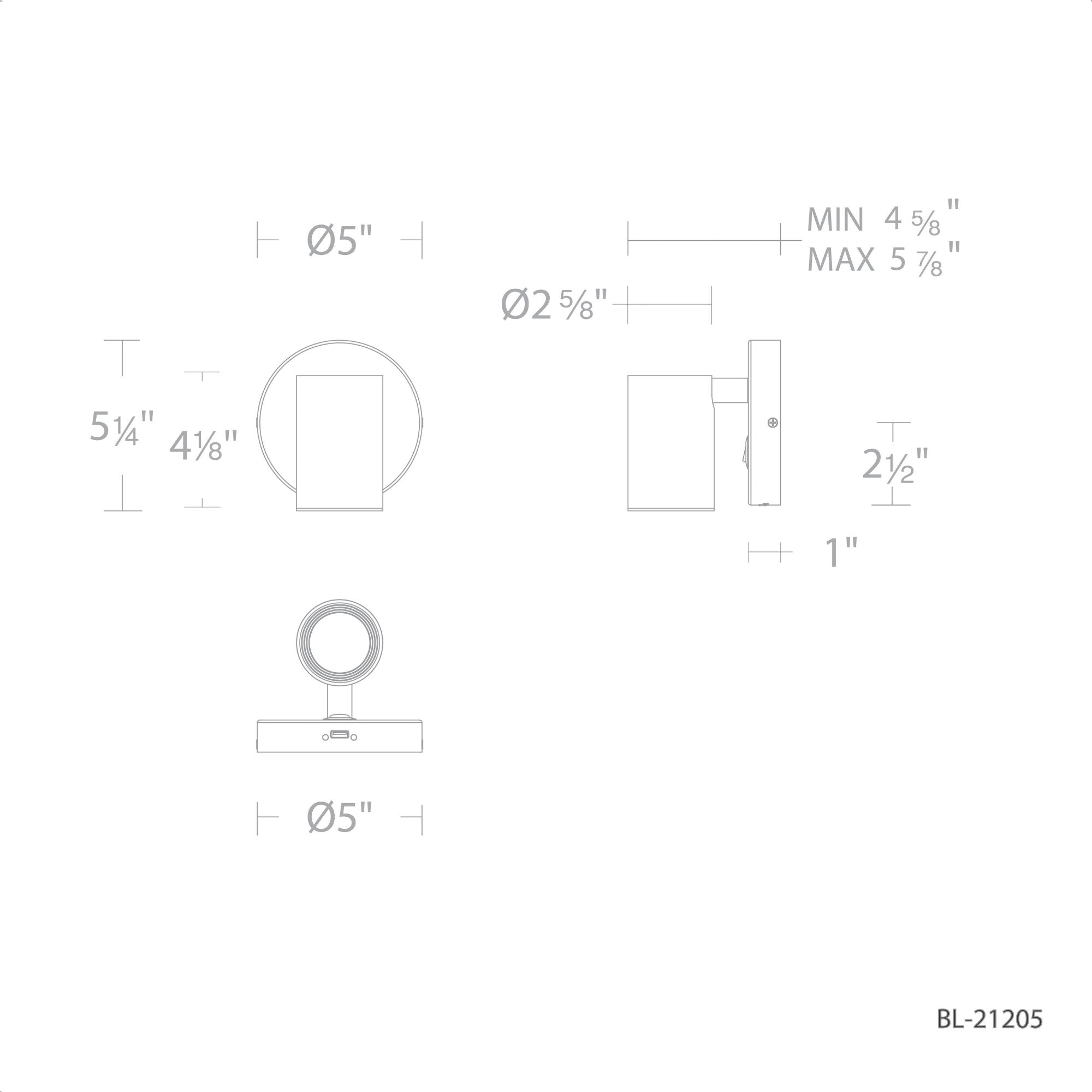 Kepler 5 in. LED Swing Arm Wall Sconce 3000K Black finish