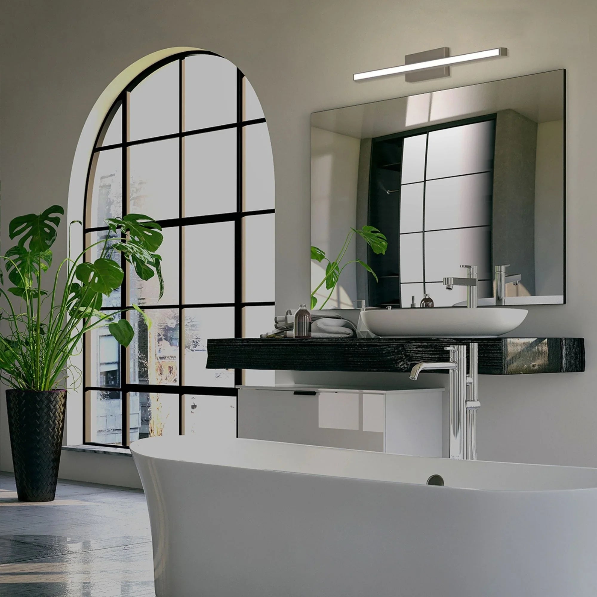 Parallax 24" LED Bath Vanity, 3CCT, Brushed Nickel Finish - Bees Lighting