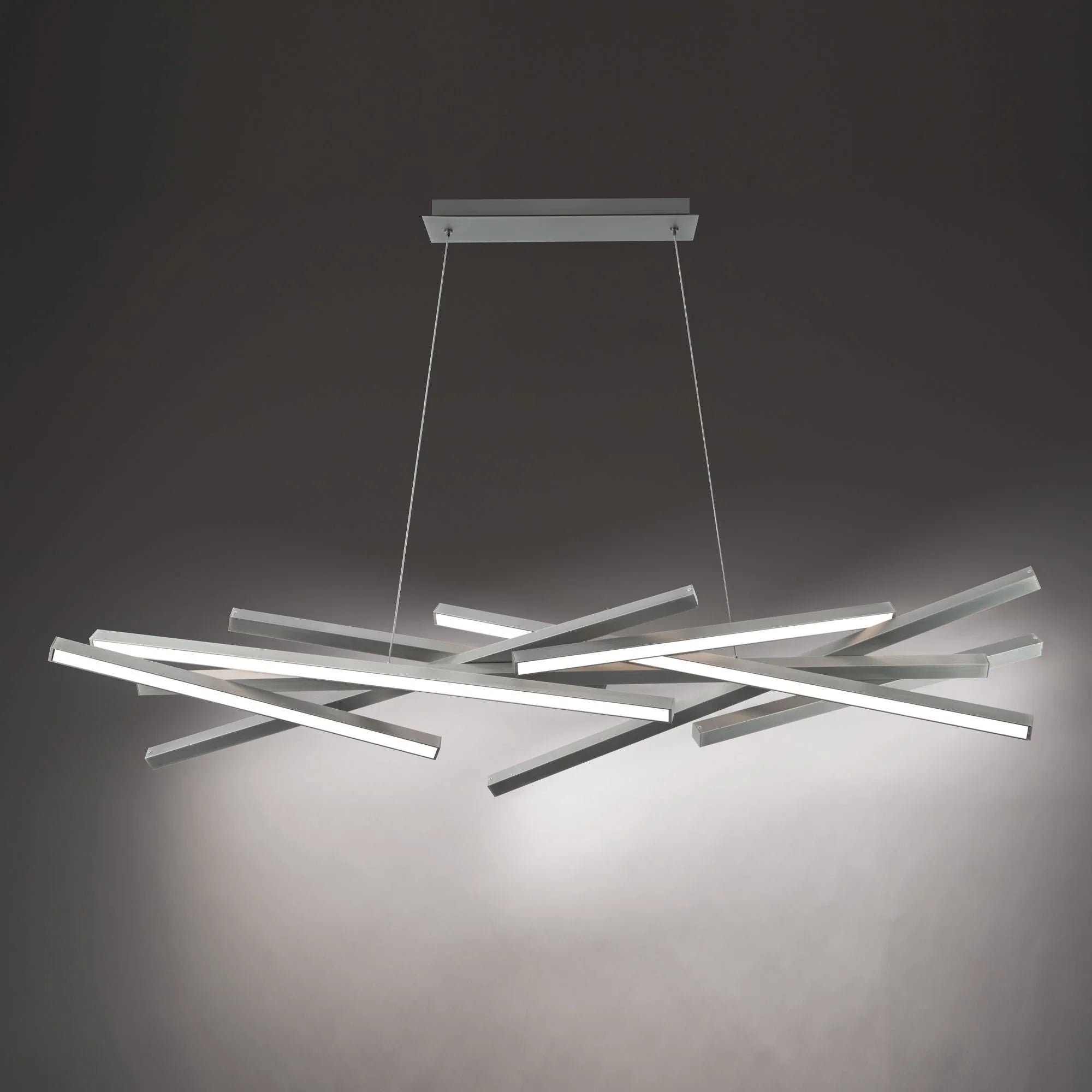 Parallax 55" LED Chandelier, Brushed Nickel Finish - Bees Lighting