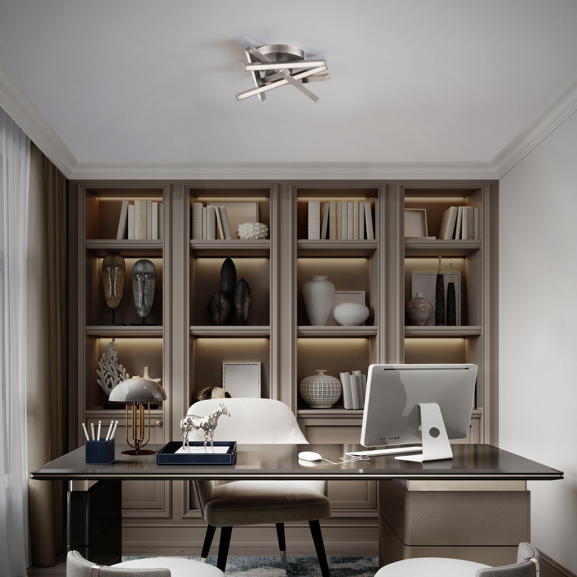 Parallax 15 in. LED Ceiling Flush Mount Light 3000K Chrome Finish