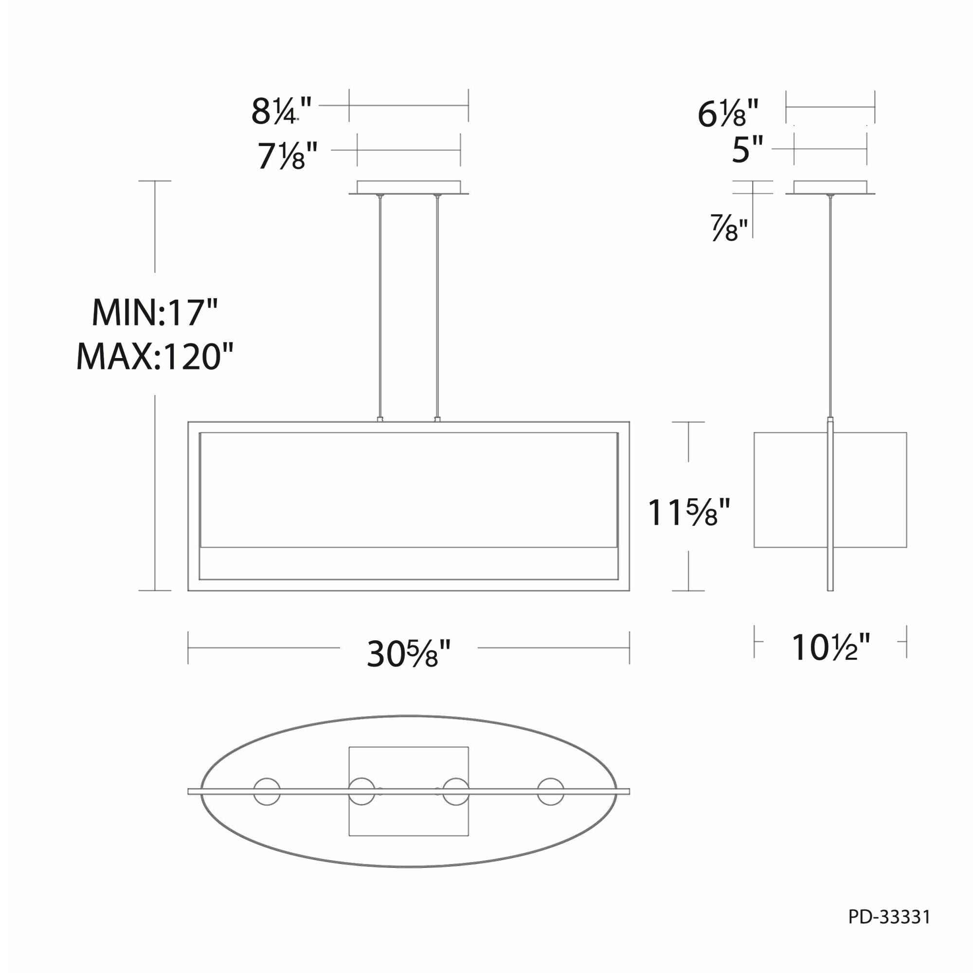 Park Avenue 31 in. LED Linear Pendant Light Brass finish