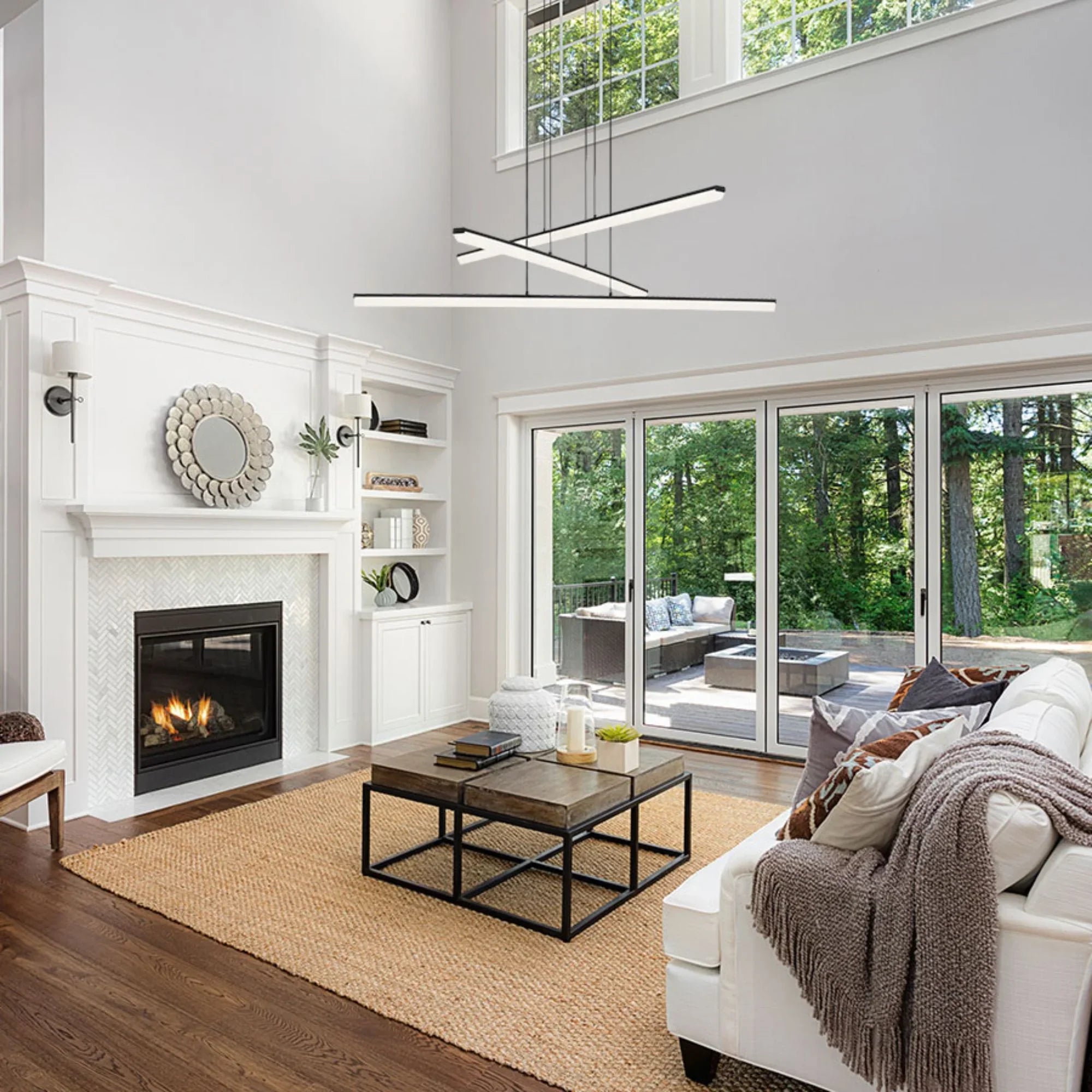 Stack 48" 6-Light LED Pendant, Black Finish - Bees Lighting