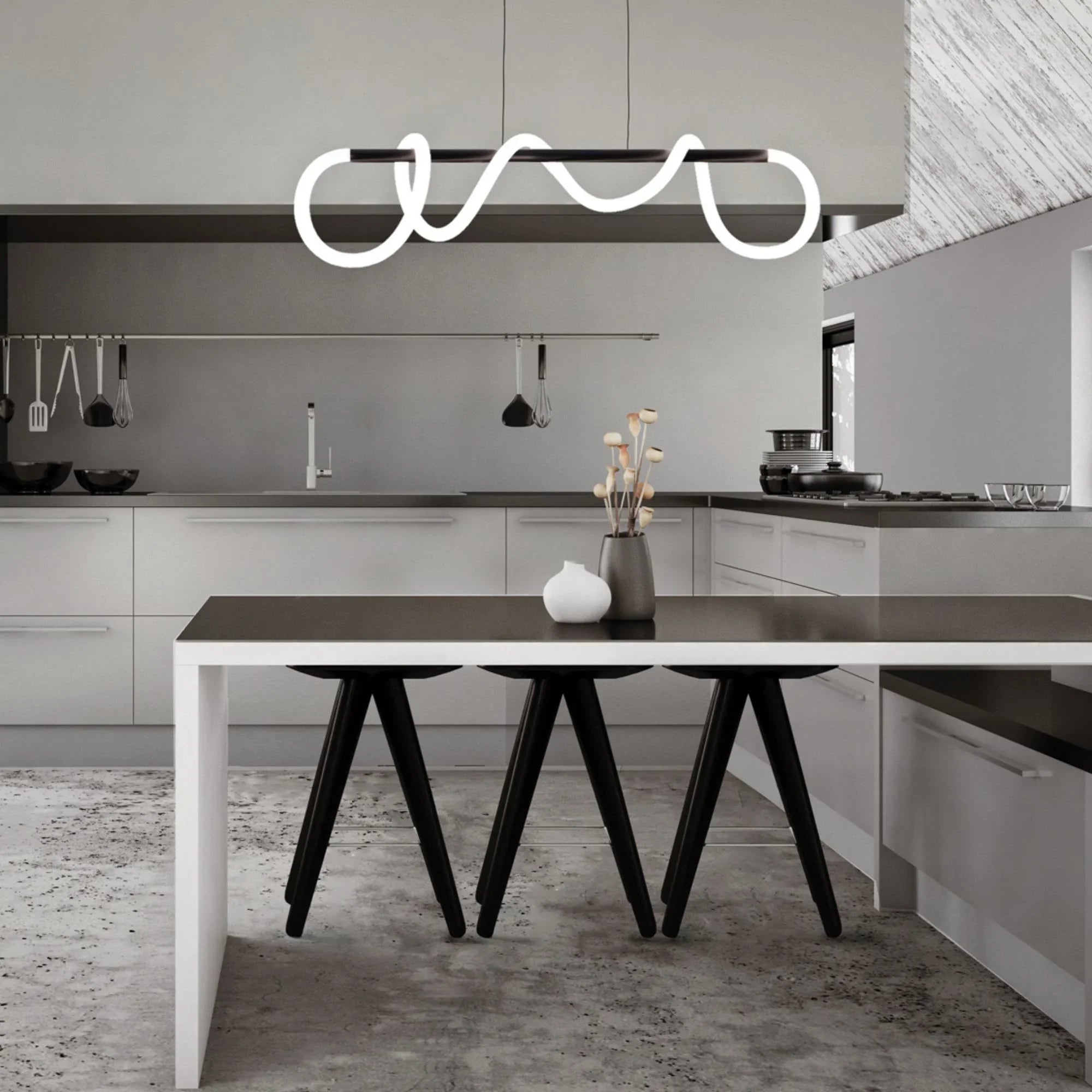 Tightrope 46" LED Linear Pendant, Black Finish - Bees Lighting