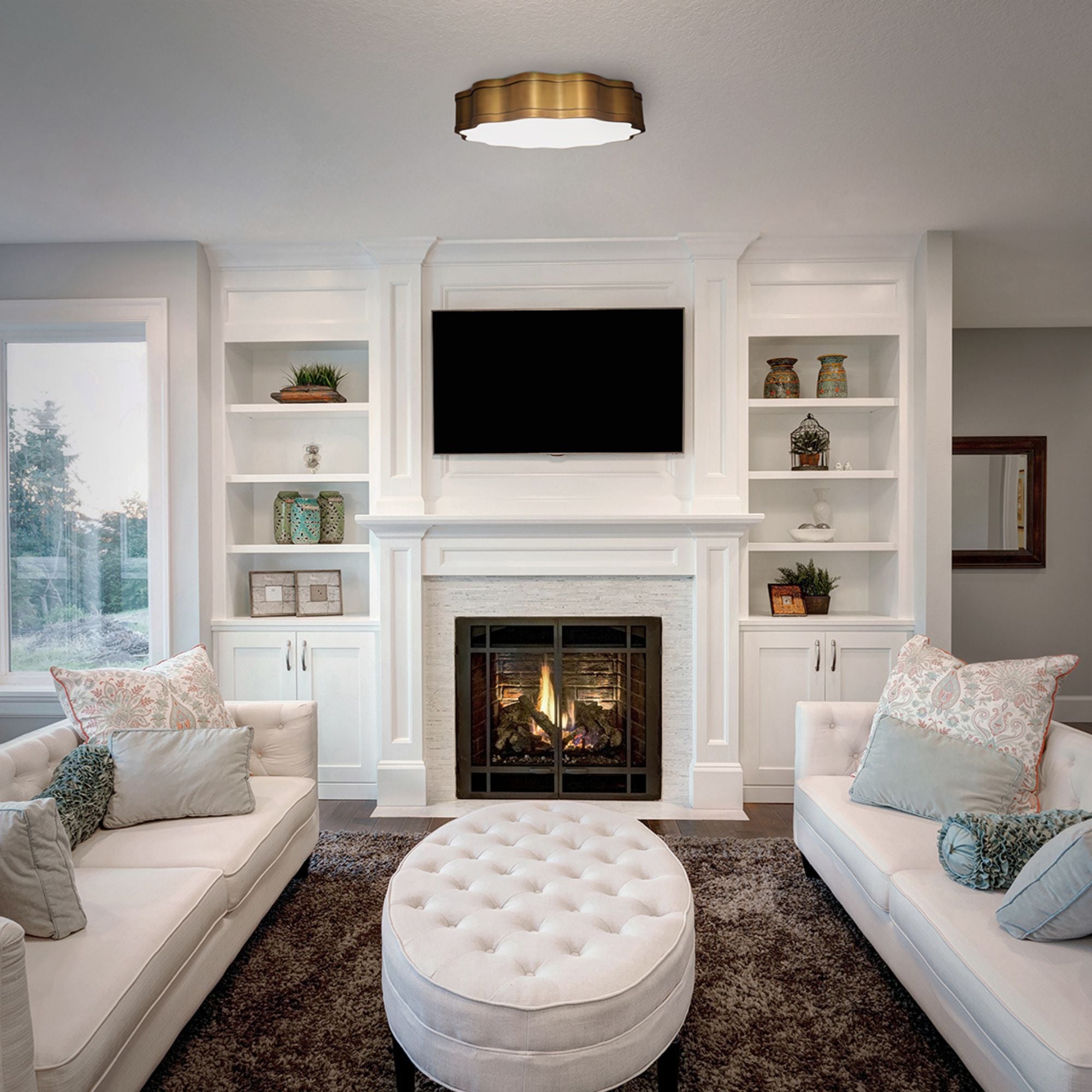 Vaughan 16 in. LED Flush Mount Light Brass Finish