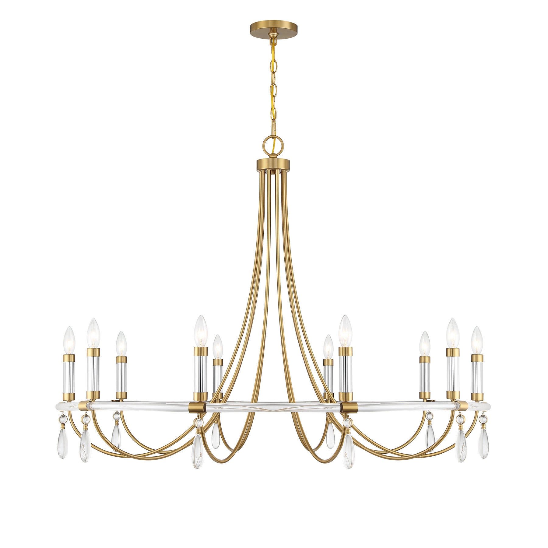 Mayfair 45 in. 10 Lights Chandelier Warm Brass and Chrome Finish - Bees Lighting