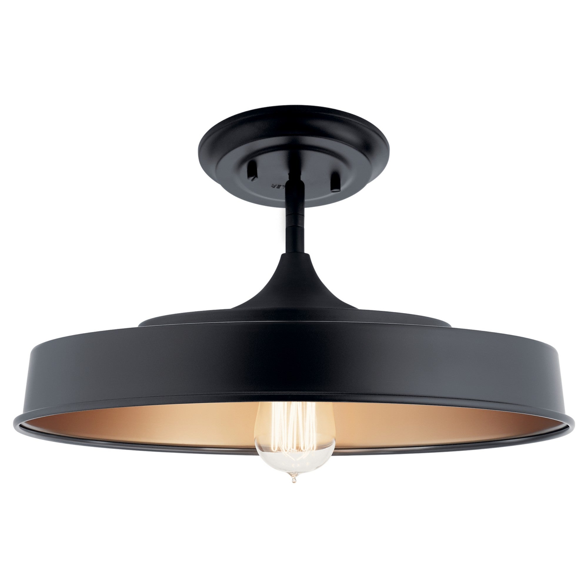 Elias 16" 1-Light Convertible Pendant Light with Metal Dome Shade, Black Finish