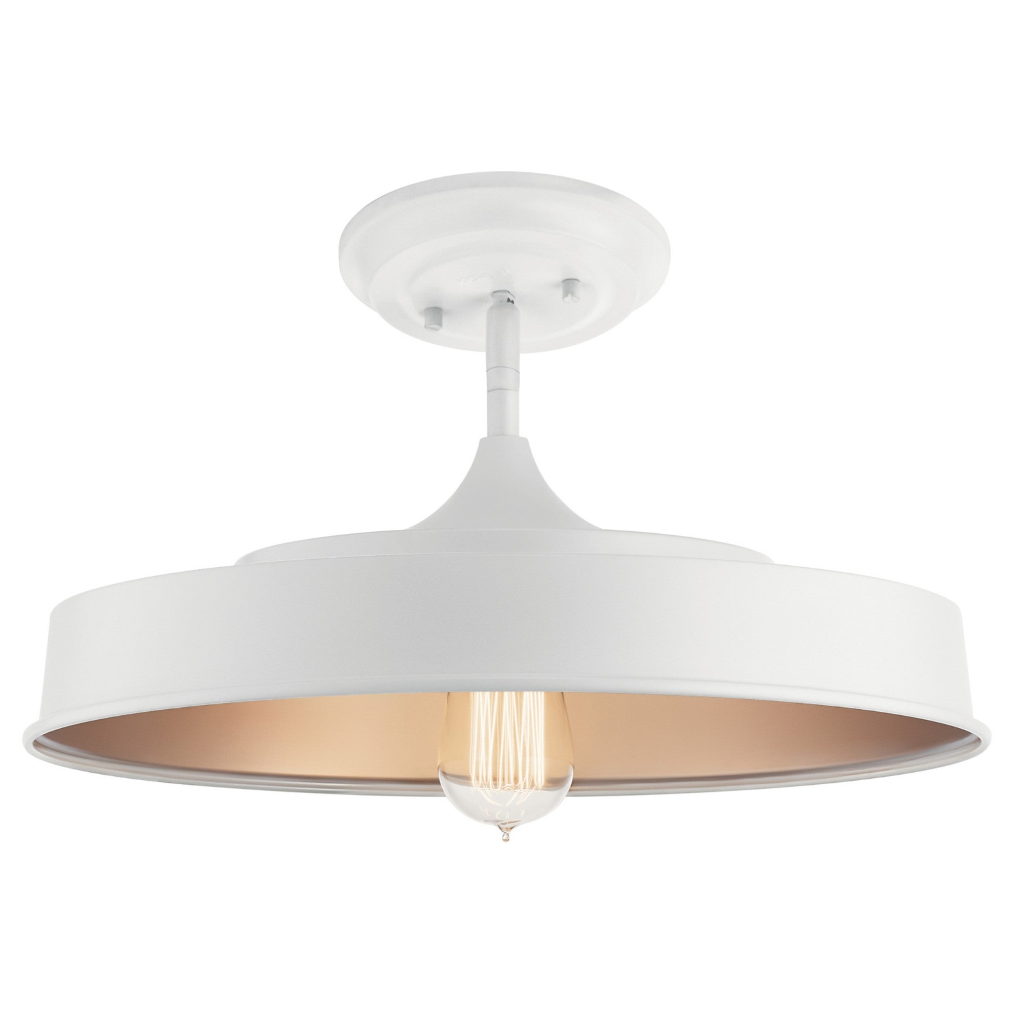 Elias 16" 1-Light Convertible Pendant Light with Metal Dome Shade, White Finish