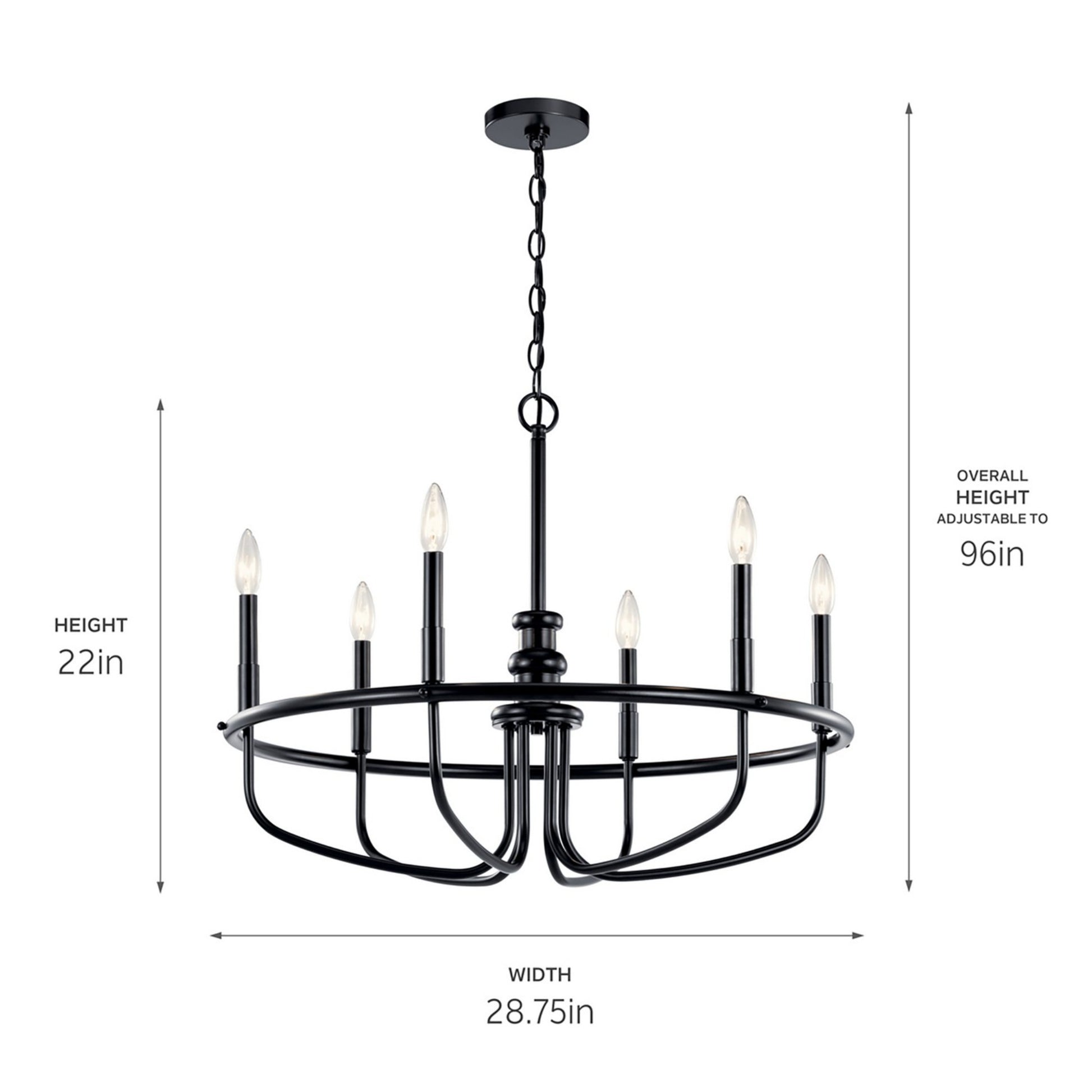 Capitol Hill 29" 6-Light Chandelier, Black Finish - Bees Lighting