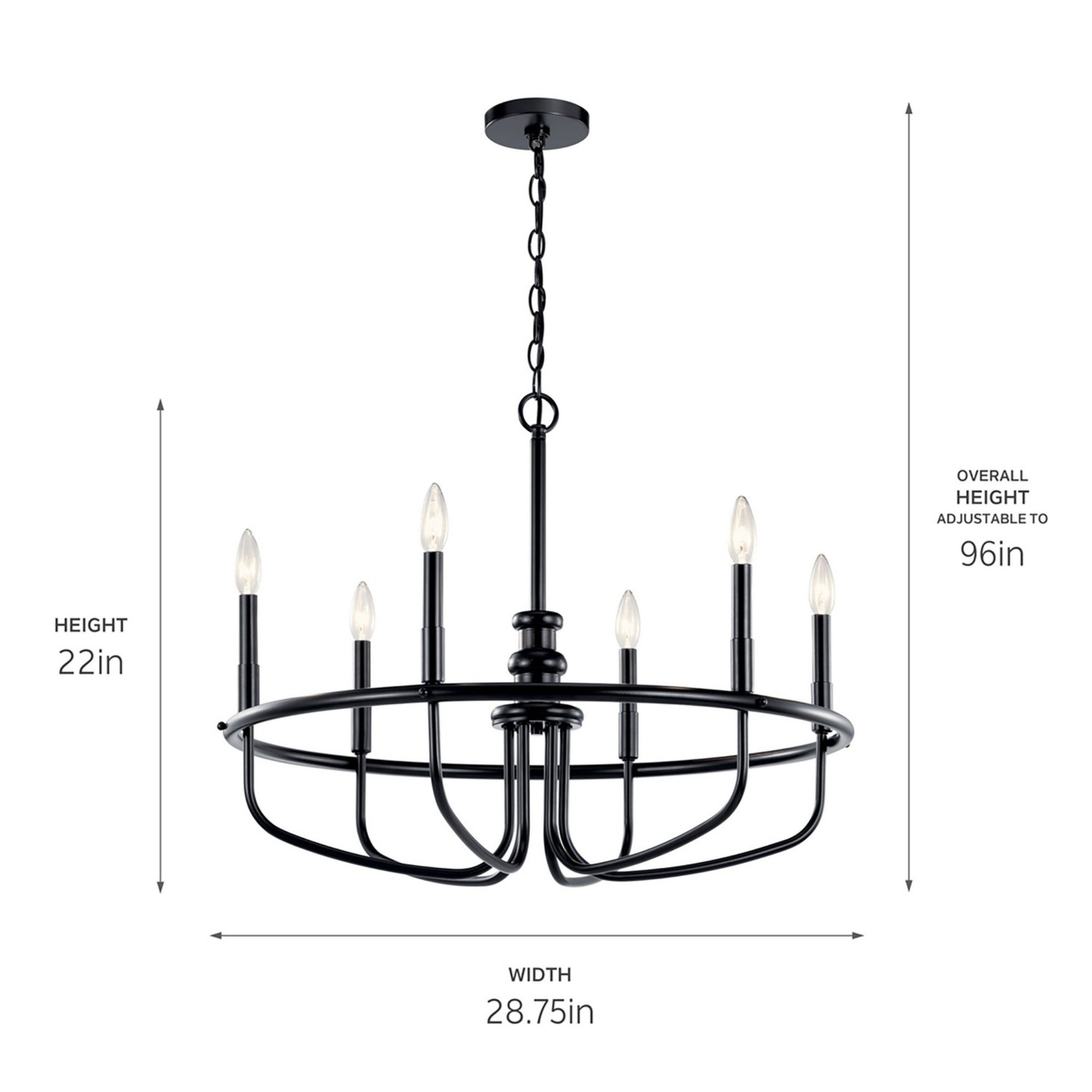 Capitol Hill 29" 6-Light Chandelier, Black Finish - Bees Lighting