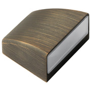 Rectangular landscape LED light housing, brushed brass finish, clear lens