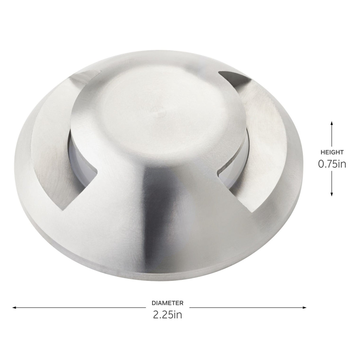 Stainless steel landscape LED light housing, 2.25 in diameter, 0.75 in height