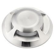 Stainless steel landscape LED light housing, round opening and mounting tabs