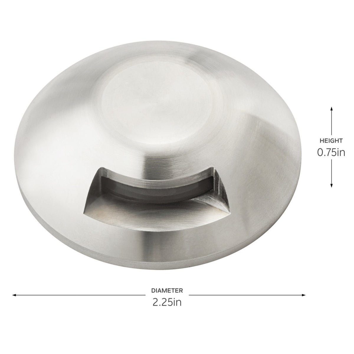Stainless steel LED landscape light; 2.25in diameter, 0.75in height, round cap