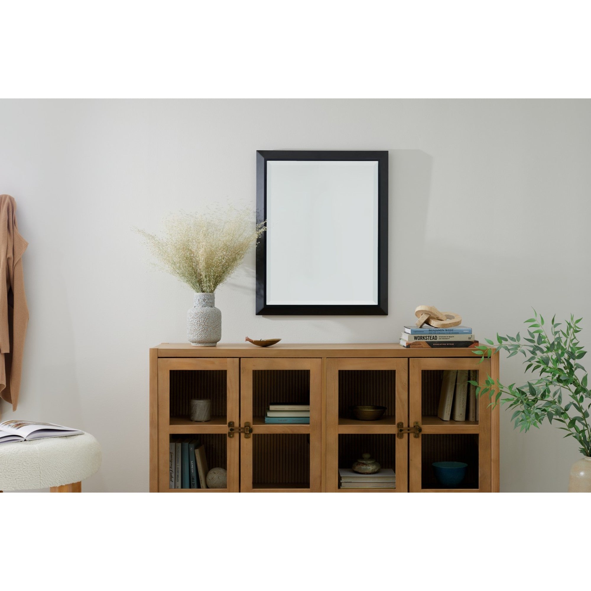 Classic 30" x 24" Wall Mirror, Black finish - Bees Lighting