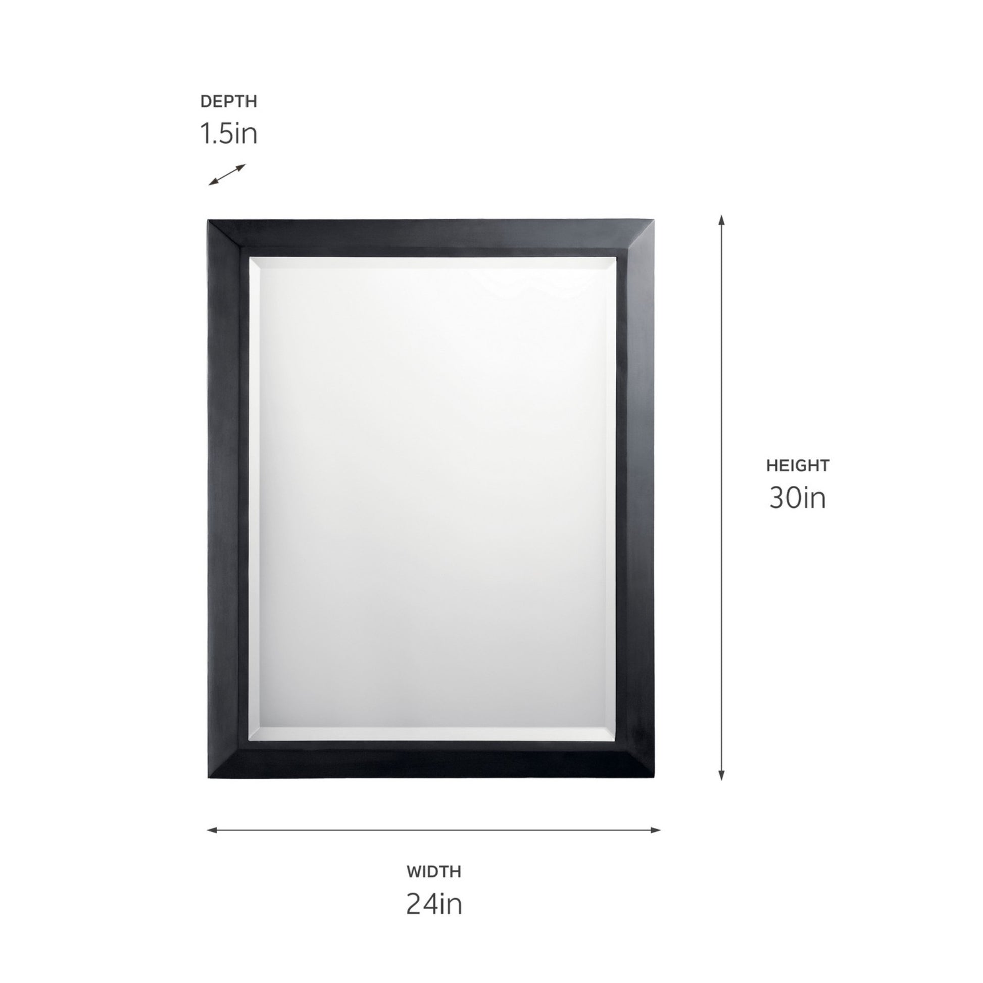 Classic 30" x 24" Wall Mirror, Black finish - Bees Lighting