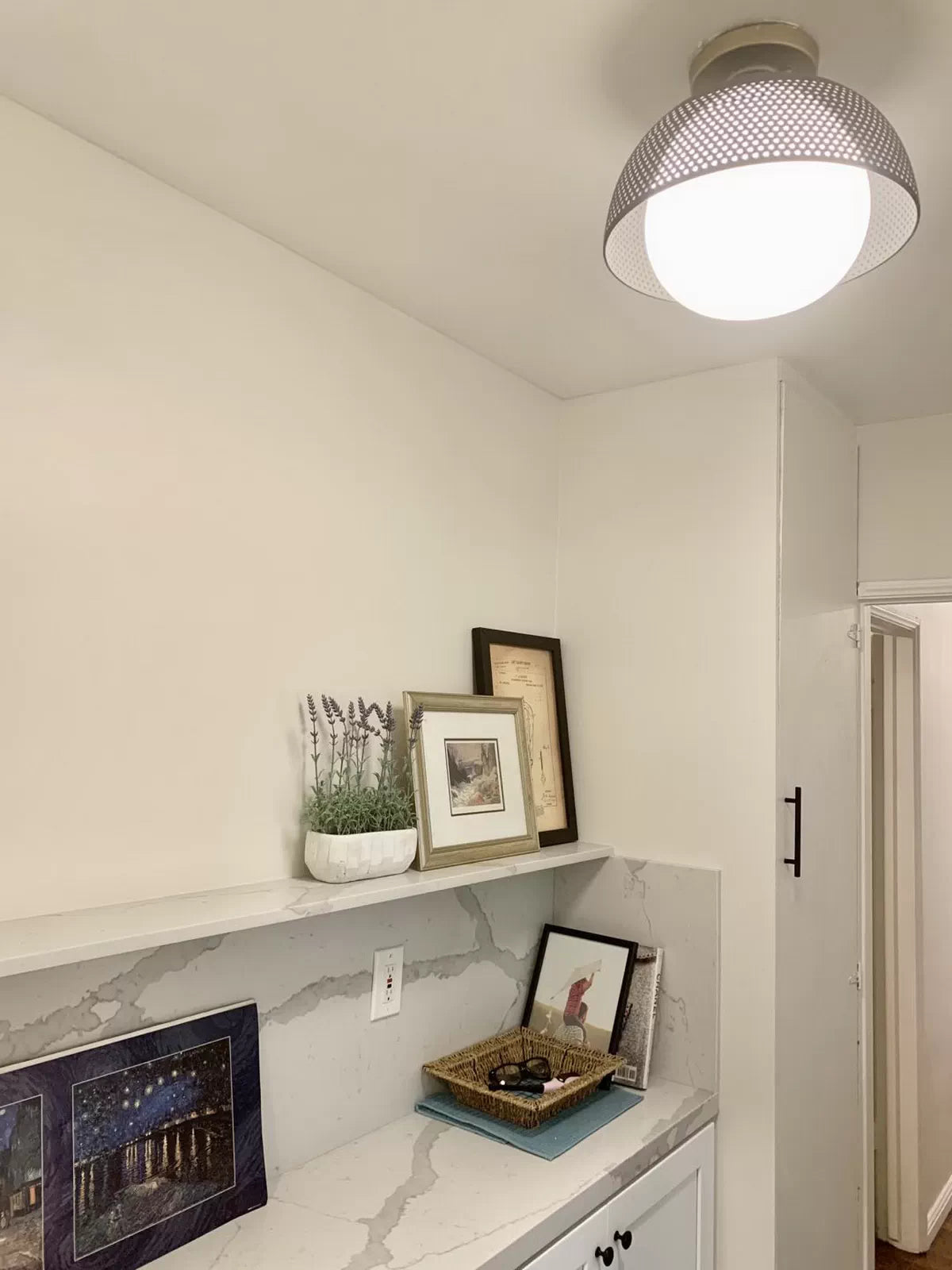 Perf 14" Flush Mount, Black & Satin Brass Finish - Bees Lighting
