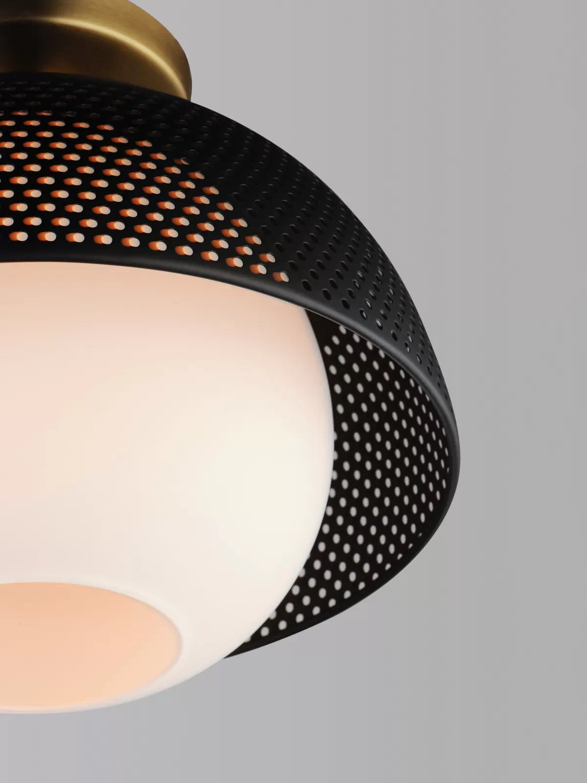 Perf 14" Flush Mount, Black & Satin Brass Finish - Bees Lighting