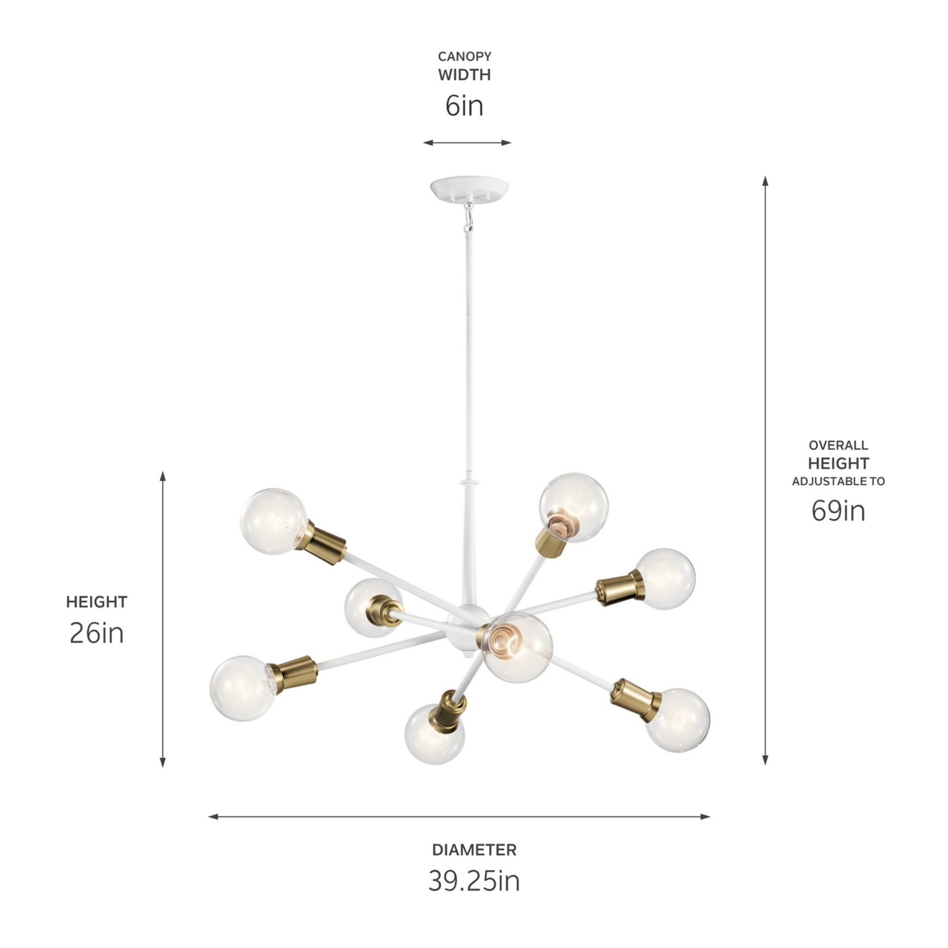 Armstrong 30" 8-Light Chandelier, White Finish - Bees Lighting