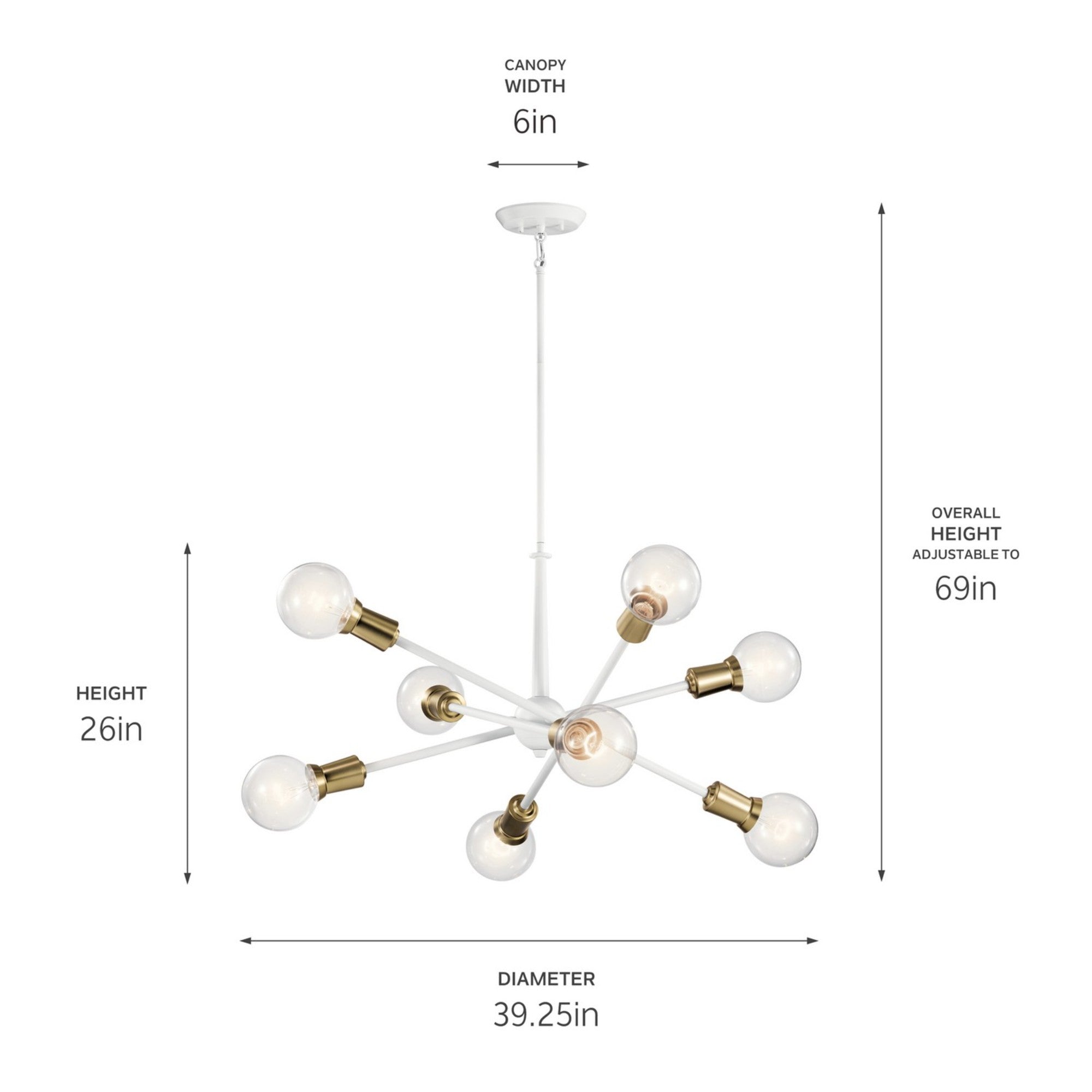 Armstrong 30" 8-Light Chandelier, White Finish - Bees Lighting