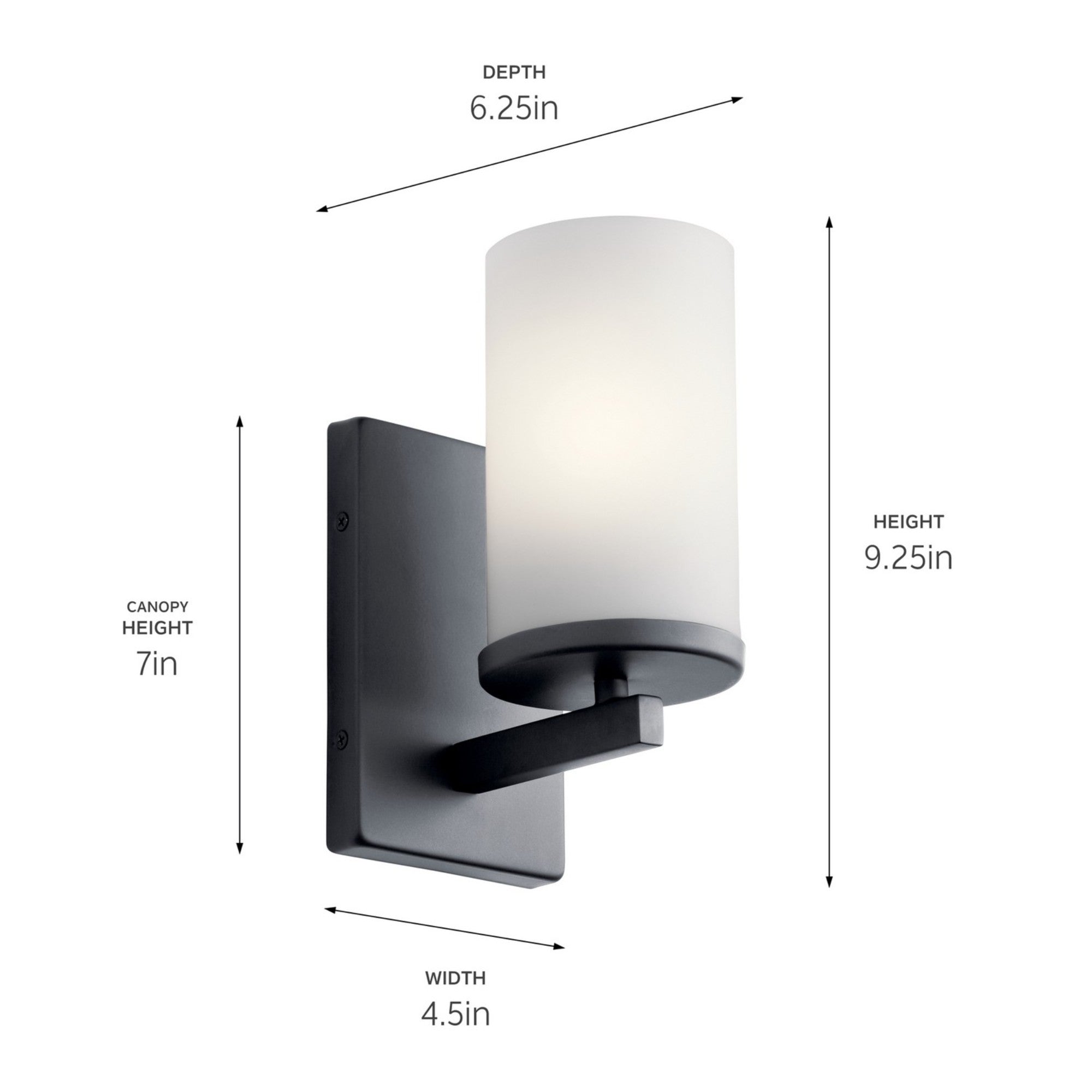 Crosby 5" Wall Sconce, Black Finish, Opal Glass - Bees Lighting