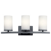 Crosby 23" 3-Light Bath Vanity Light, Black Finish, Etched Glass - Bees Lighting