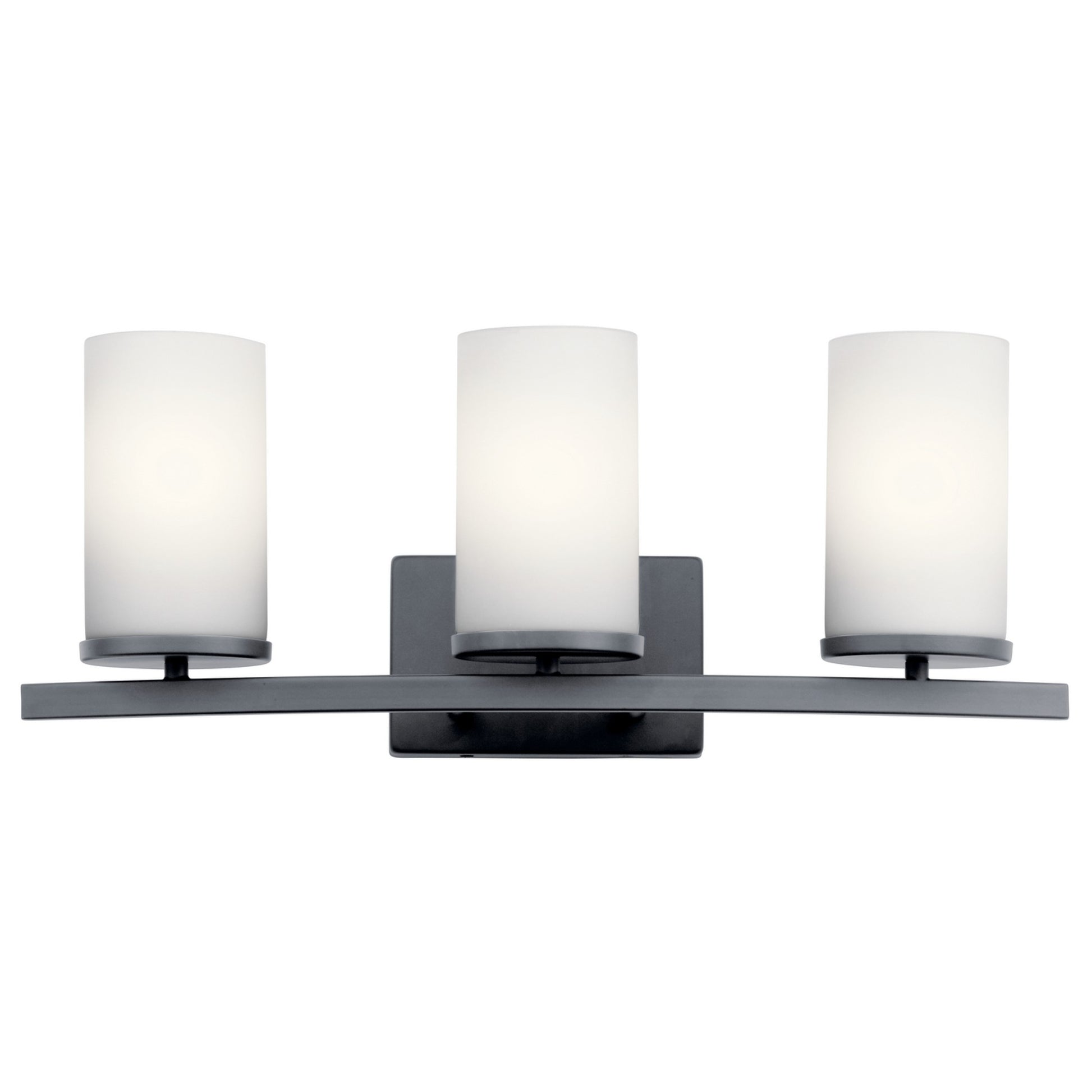 Crosby 23" 3-Light Bath Vanity Light, Black Finish, Etched Glass - Bees Lighting