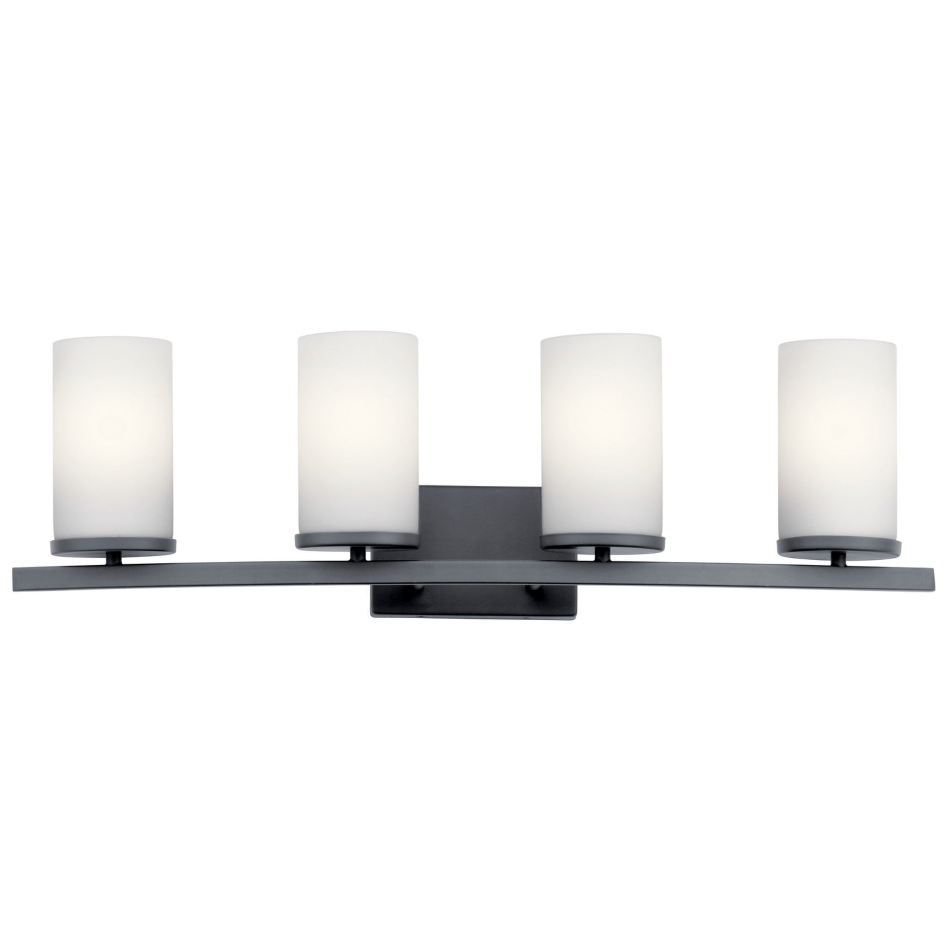 Crosby 31" 4-Light Bath Vanity Light, Black Finish, Etched Glass - Bees Lighting