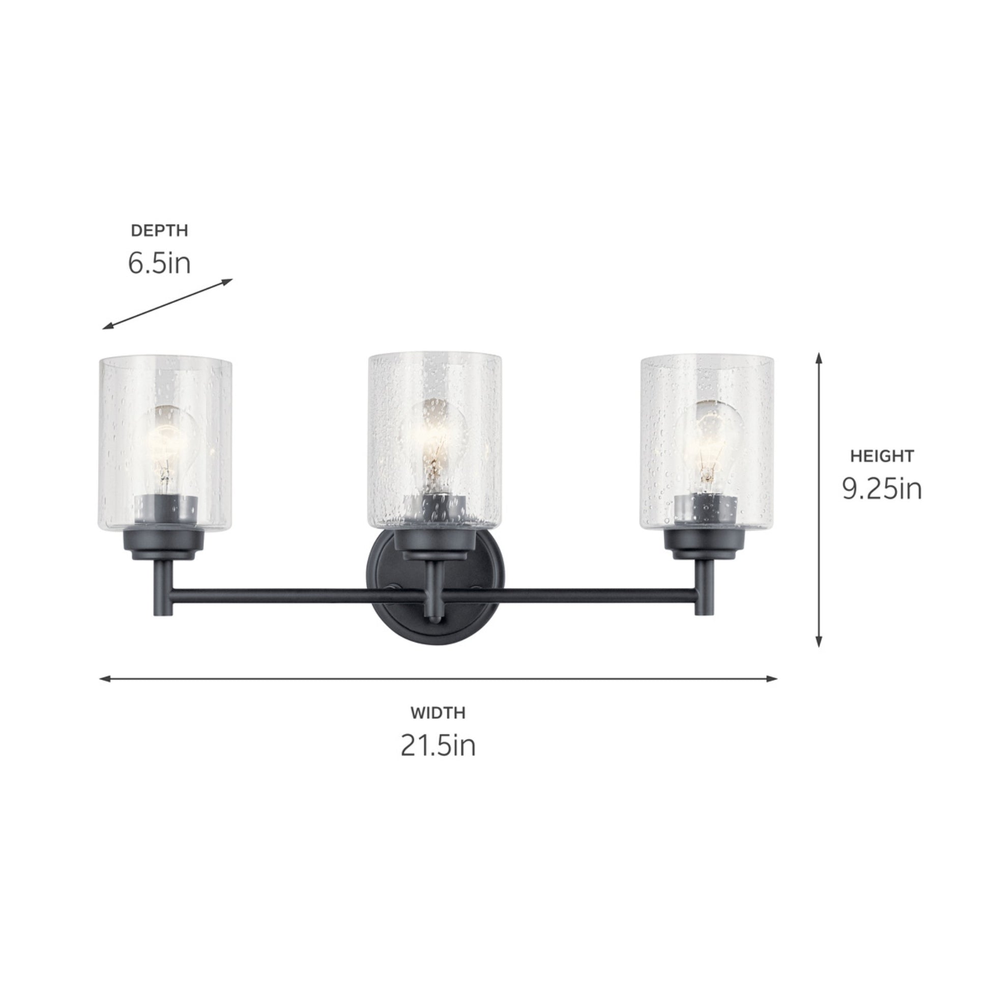 Winslow 22" 3-Light Bath Vanity Light, Black Finish - Bees Lighting