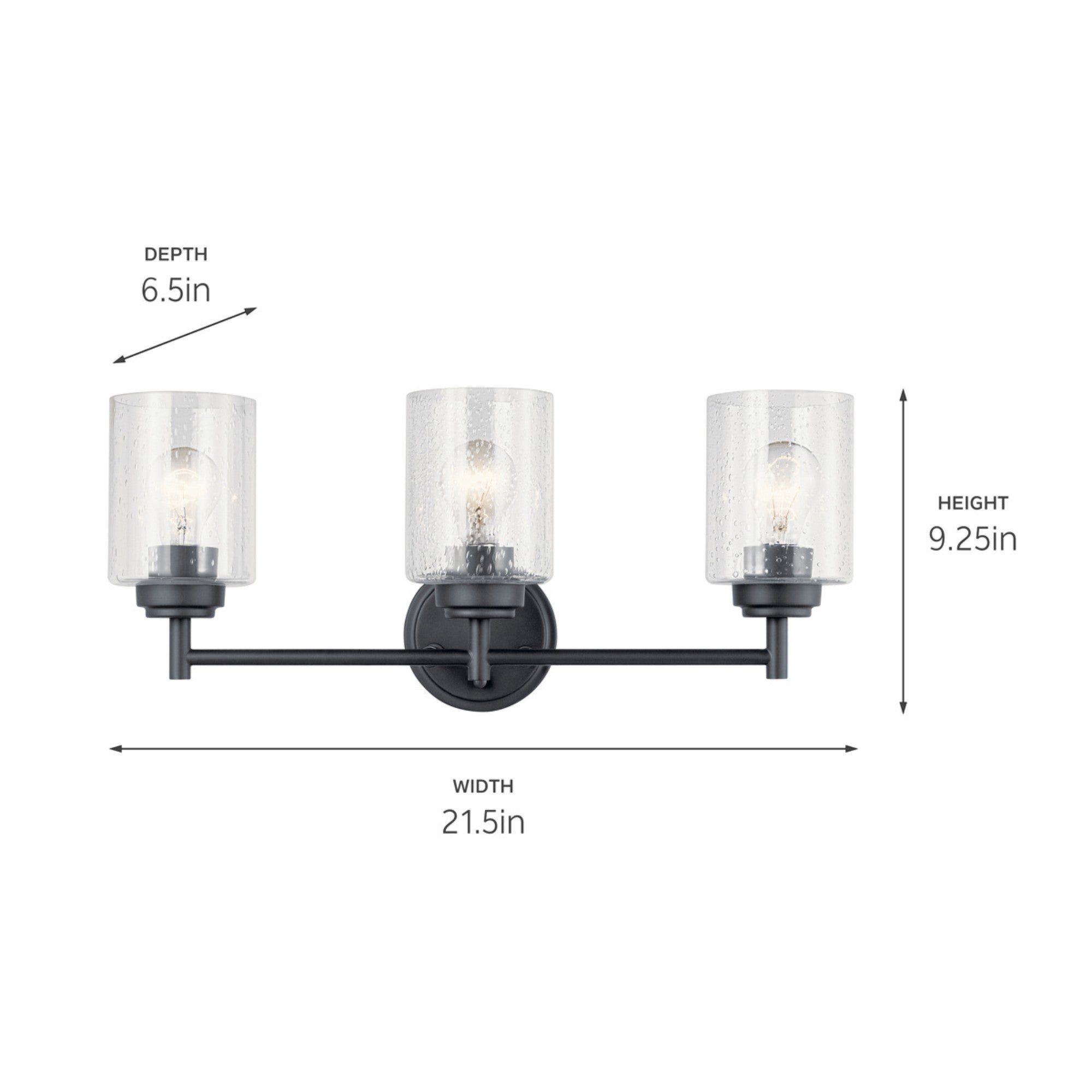 Winslow 22" 3-Light Bath Vanity Light, Black Finish - Bees Lighting