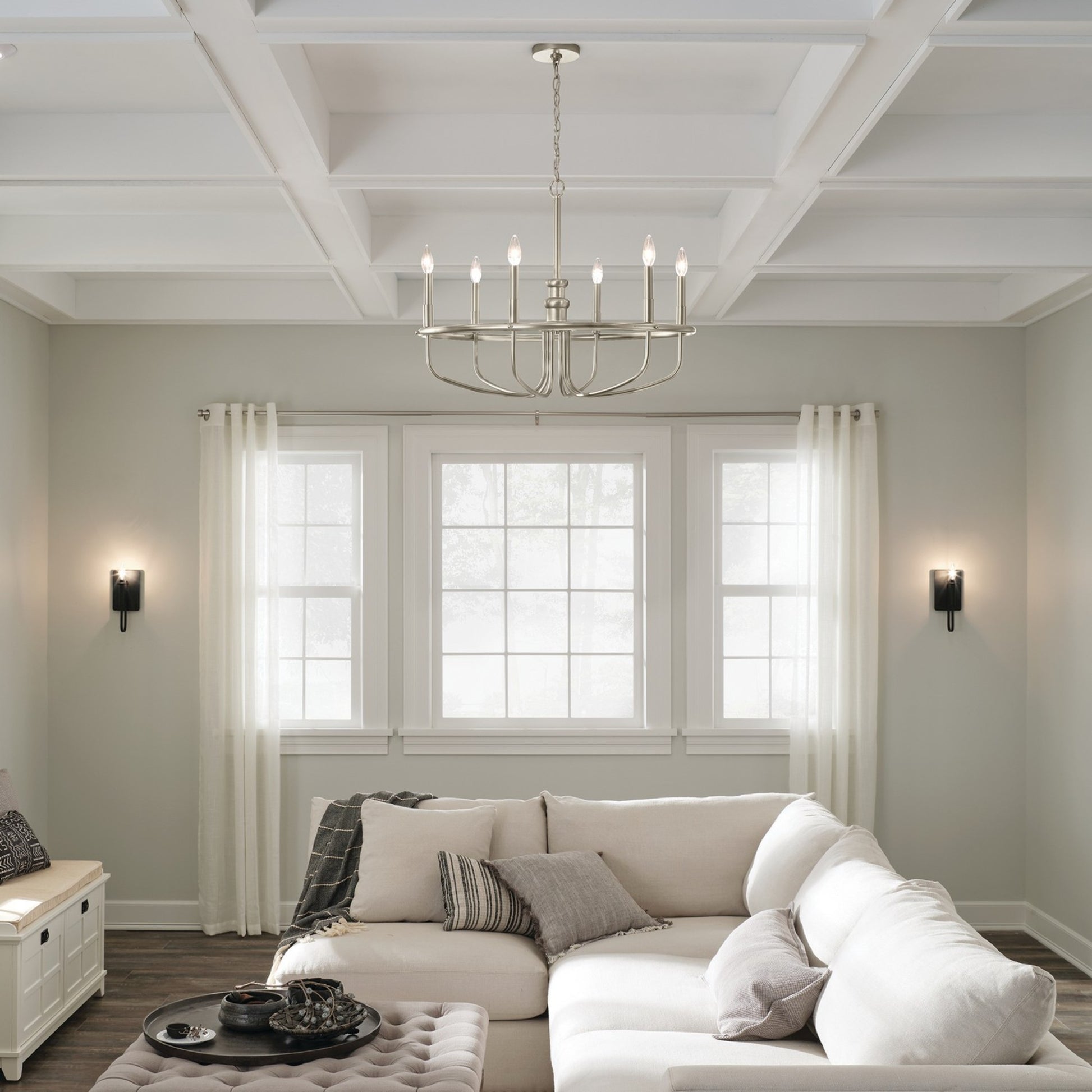 Capitol Hill 29" 6-Light Chandelier, Brushed Nickel Finish - Bees Lighting