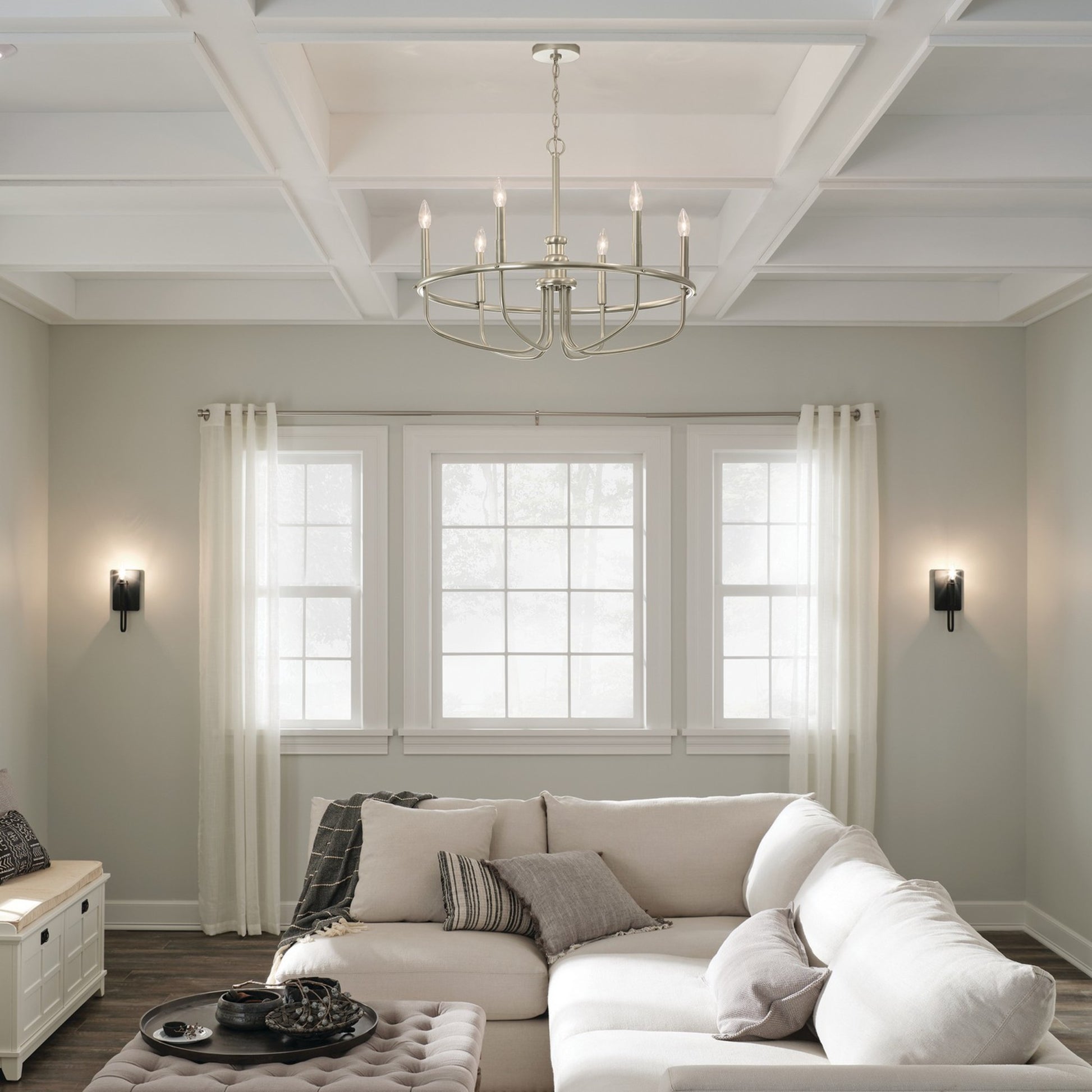 Capitol Hill 29" 6-Light Chandelier, Brushed Nickel Finish - Bees Lighting