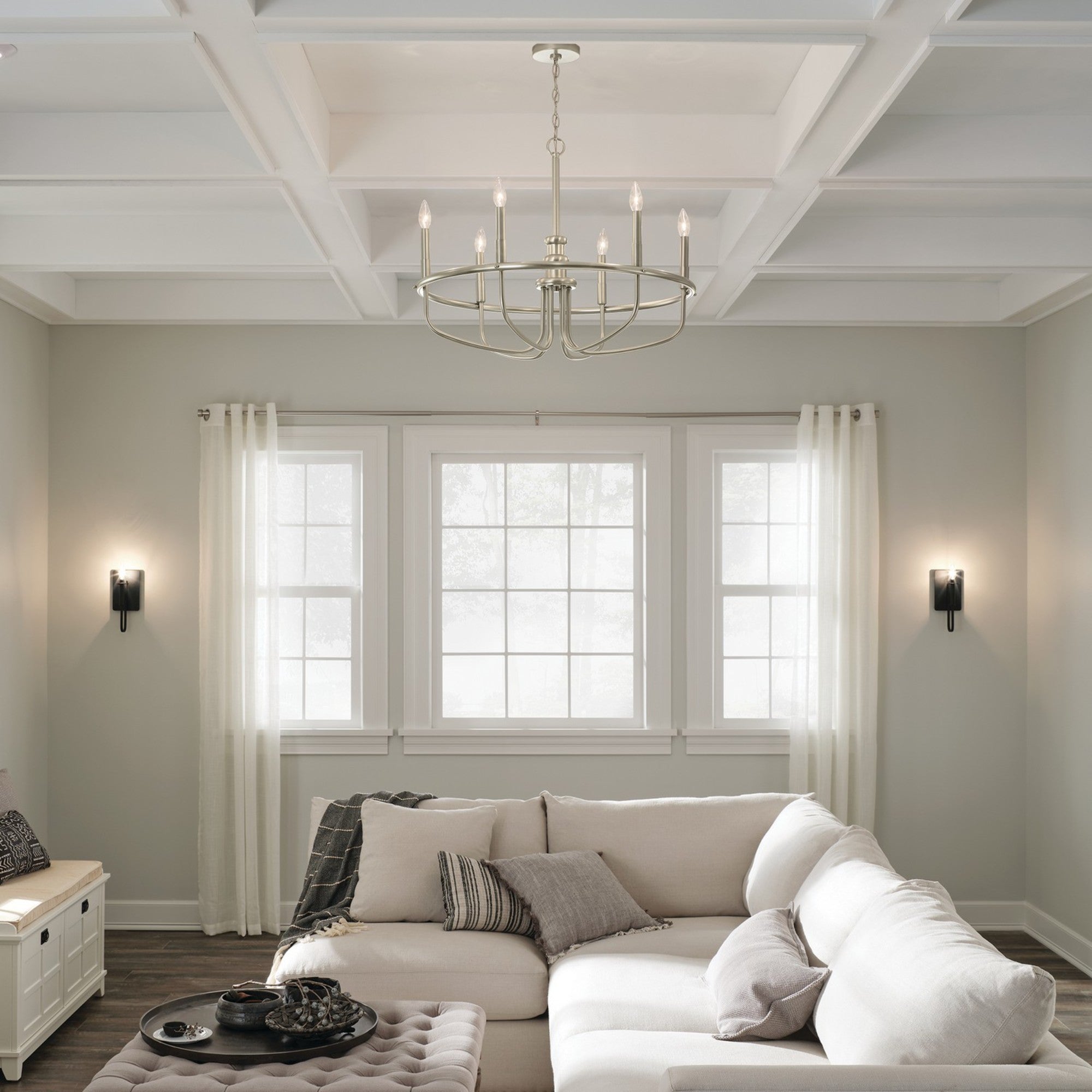 Capitol Hill 29" 6-Light Chandelier, Brushed Nickel Finish - Bees Lighting