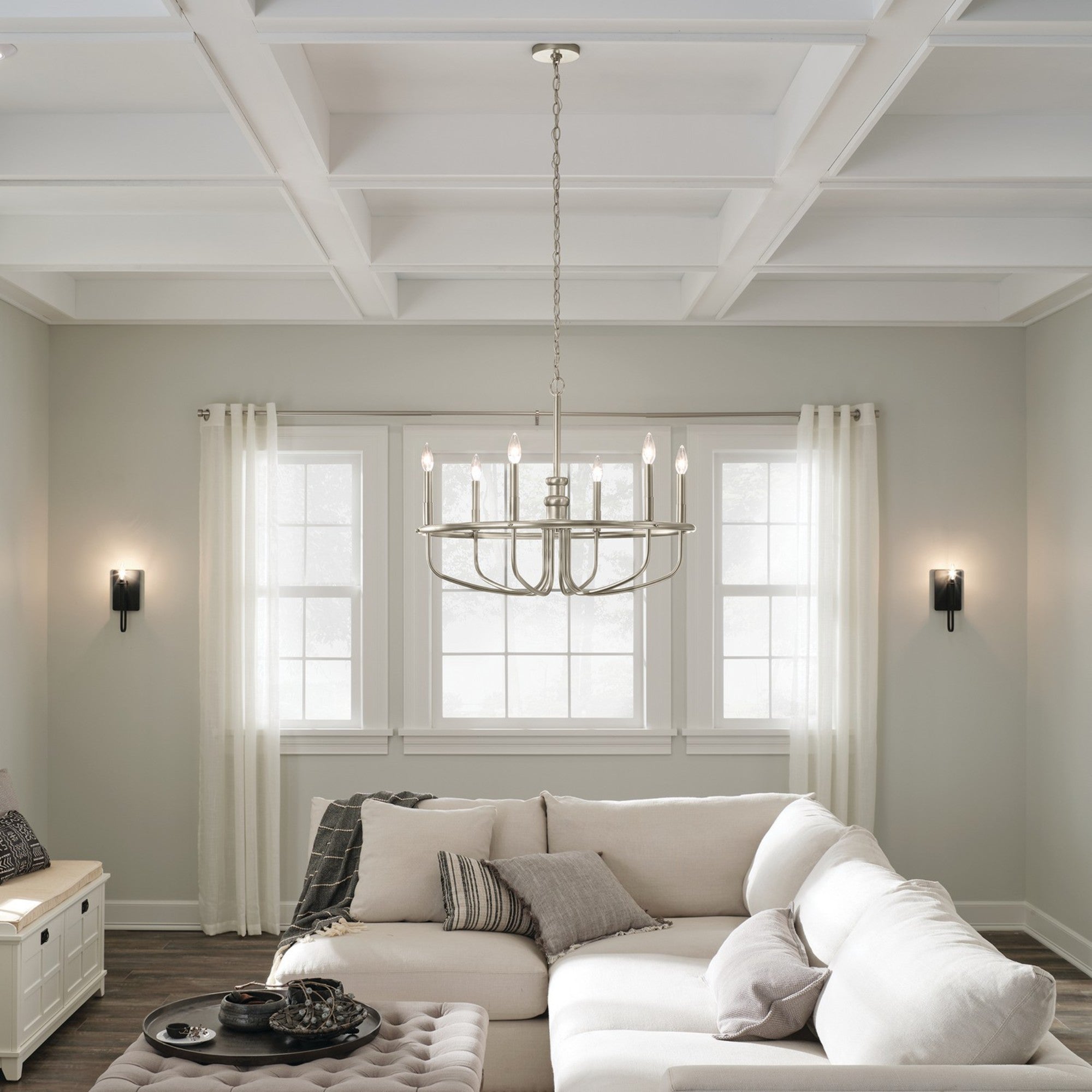 Capitol Hill 29" 6-Light Chandelier, Brushed Nickel Finish - Bees Lighting