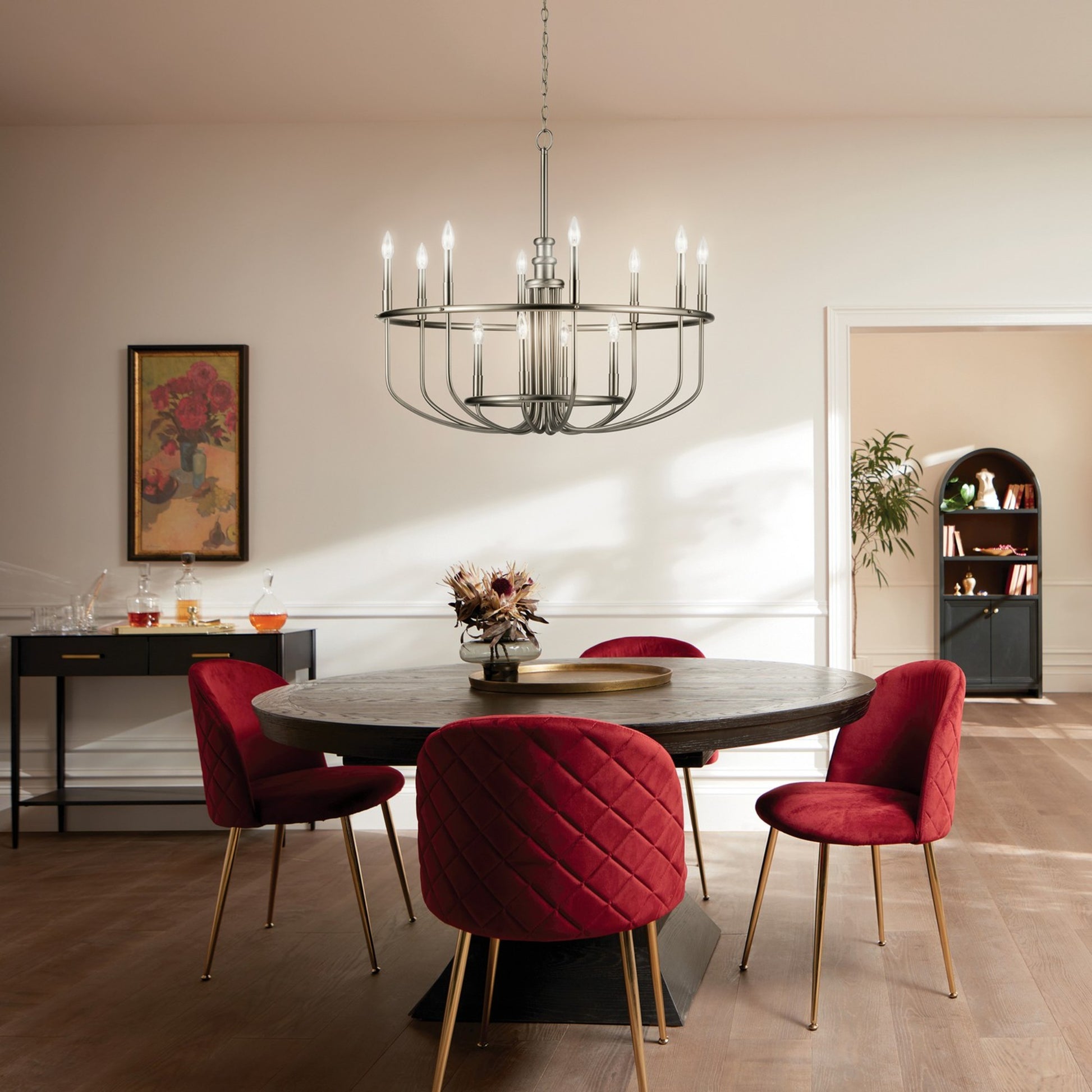 Capitol Hill 35" 12-Light Chandelier, Brushed Nickel Finish - Bees Lighting