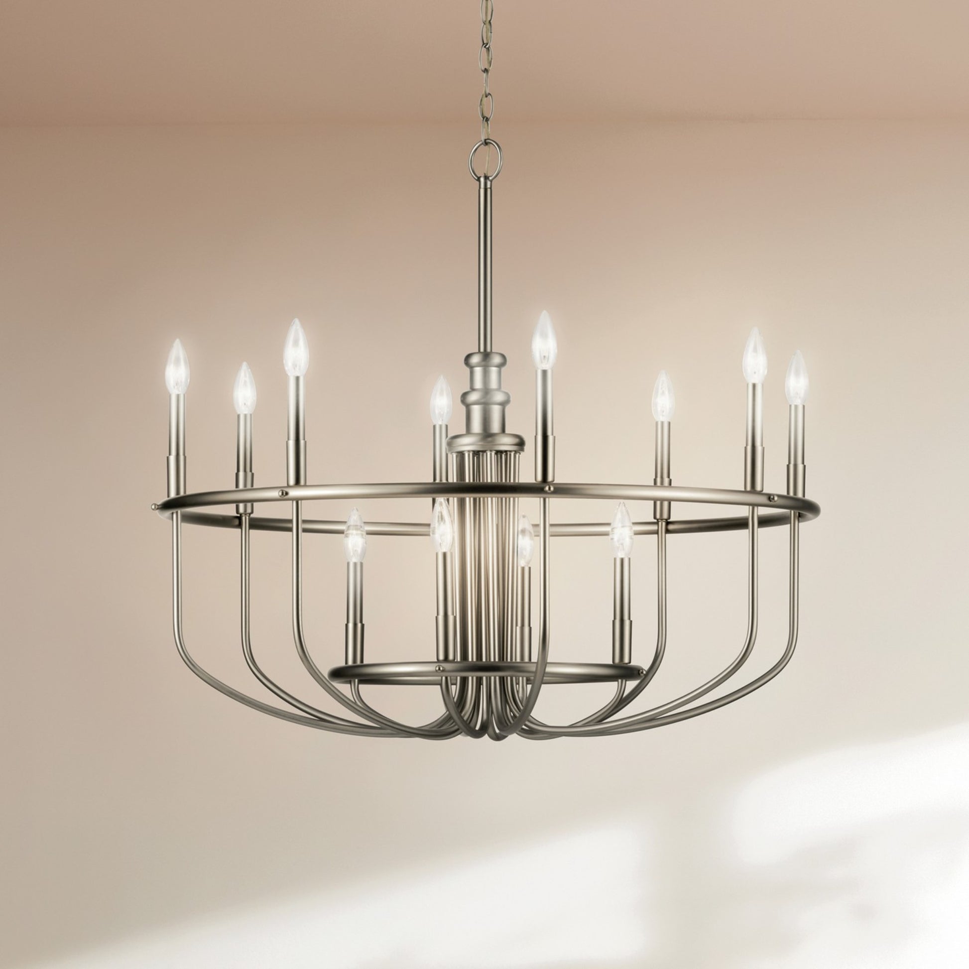 Capitol Hill 35" 12-Light Chandelier, Brushed Nickel Finish - Bees Lighting