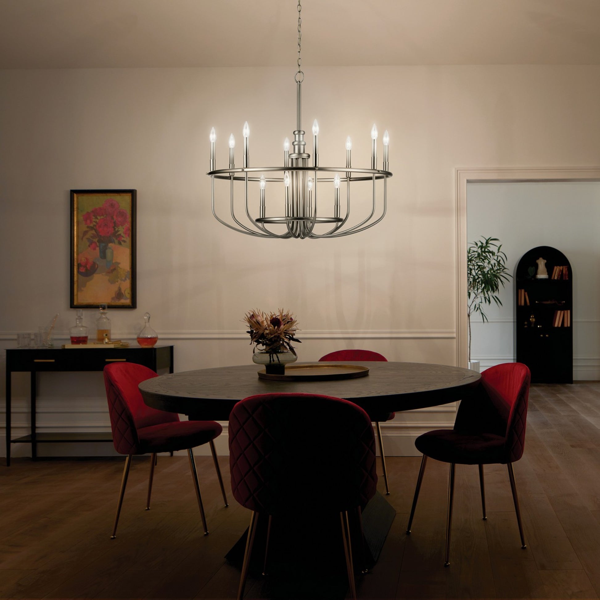 Capitol Hill 35" 12-Light Chandelier, Brushed Nickel Finish - Bees Lighting