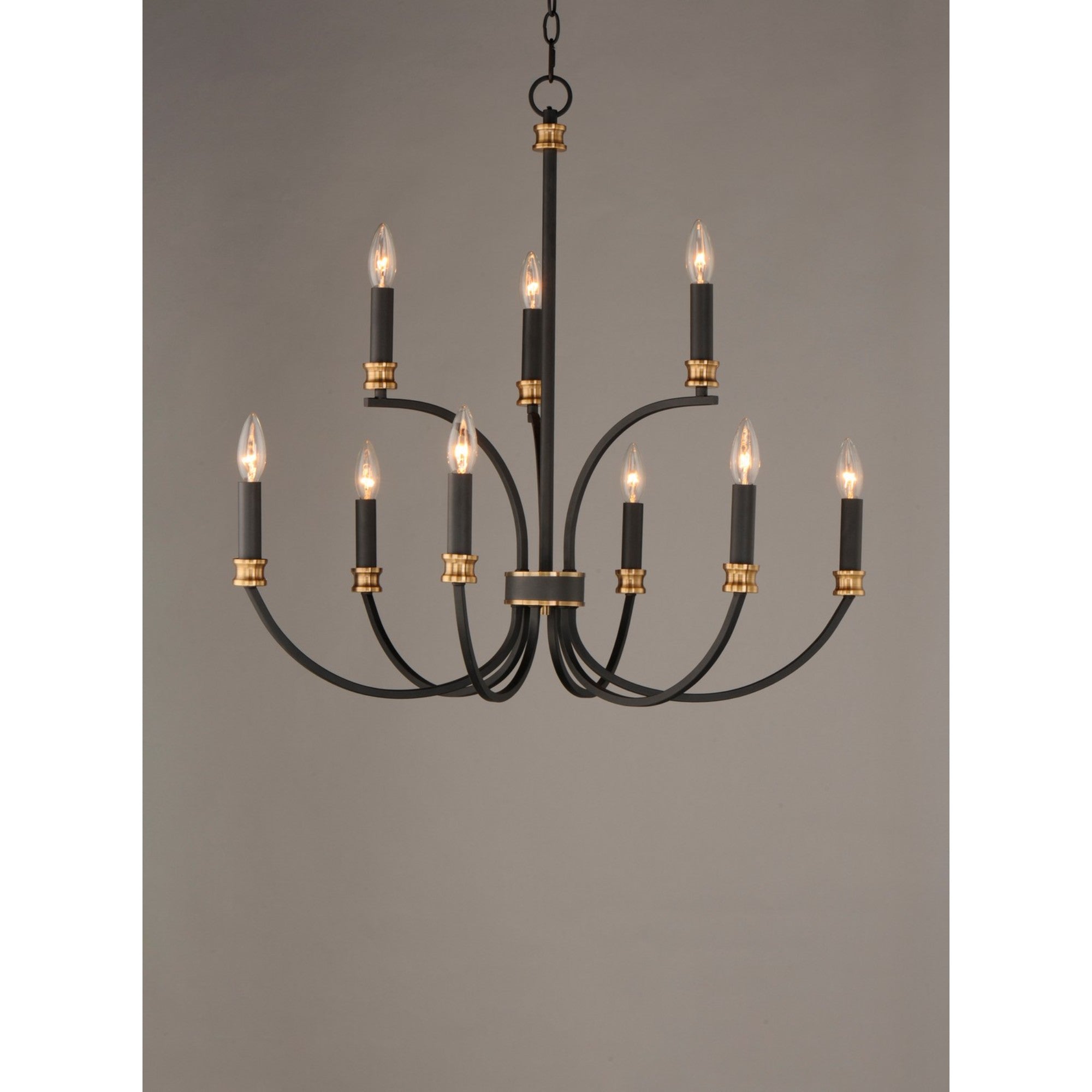 Charlton 30" 9 Lights Chandelier, Black Finish - Bees Lighting