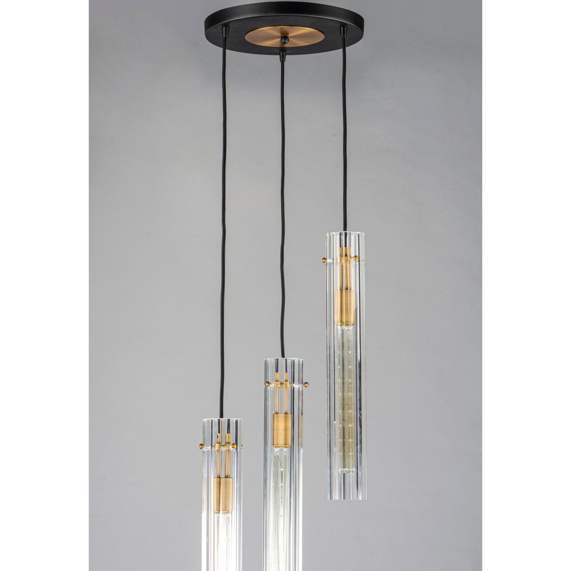Flambeau 19" 3-Light Chandelier, Black & Antique Brass Finish - Bees Lighting