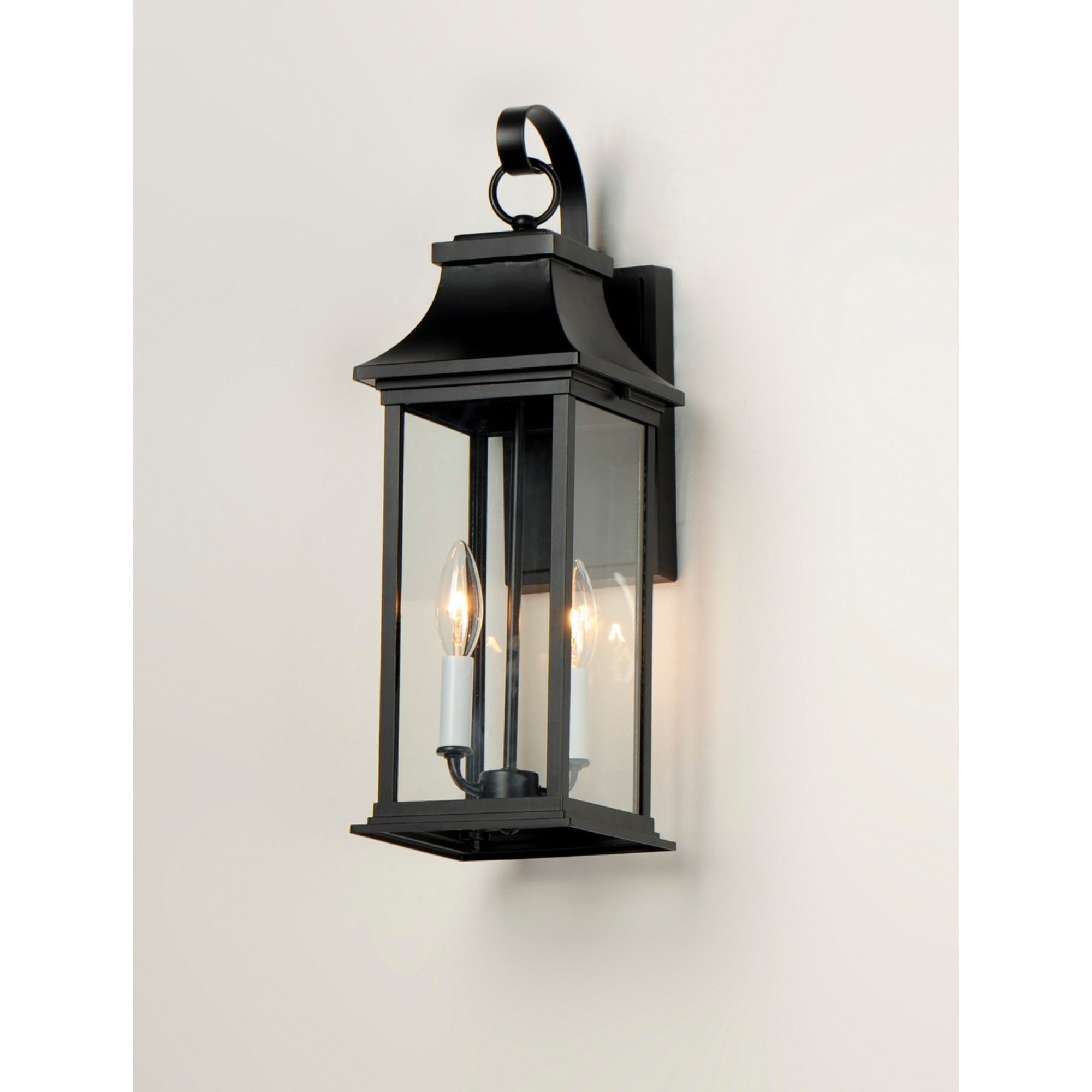 Vicksburg 20" 2-Light Outdoor Wall Lantern, Black Finish - Bees Lighting