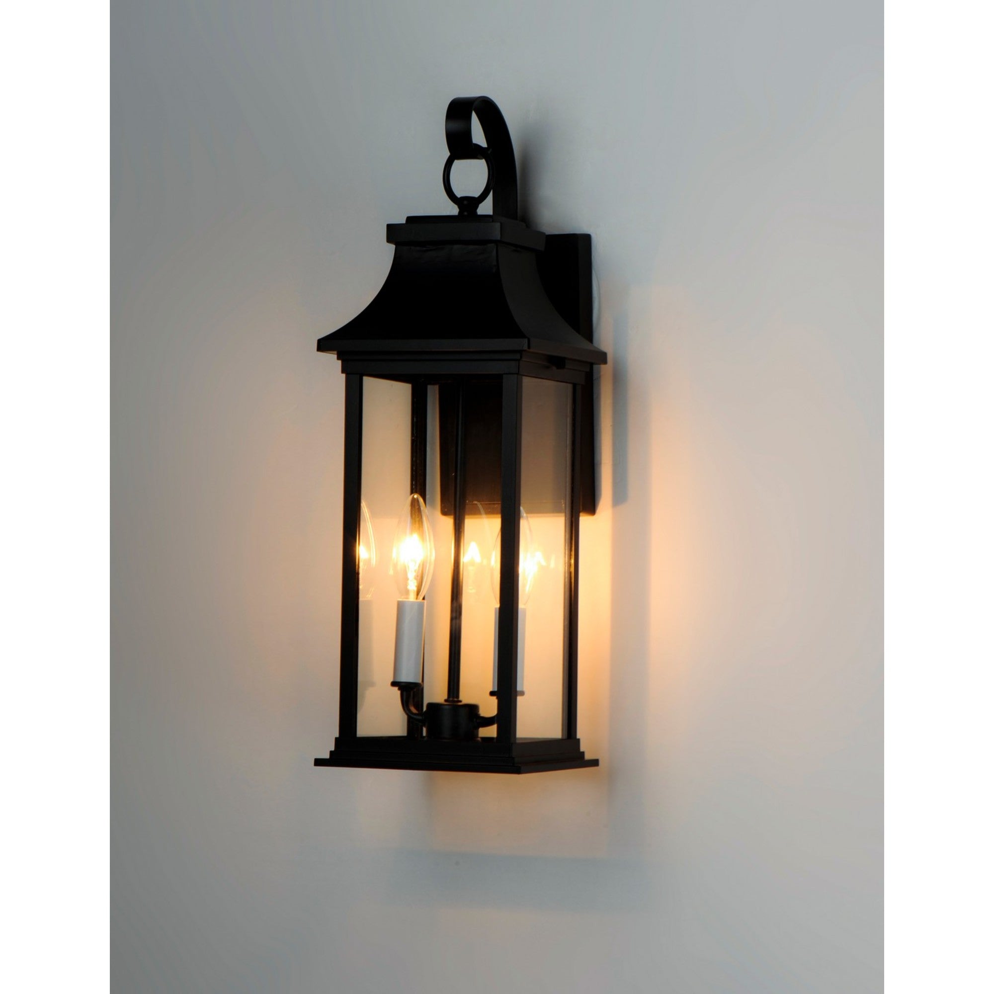 Vicksburg 20" 2-Light Outdoor Wall Lantern, Black Finish - Bees Lighting