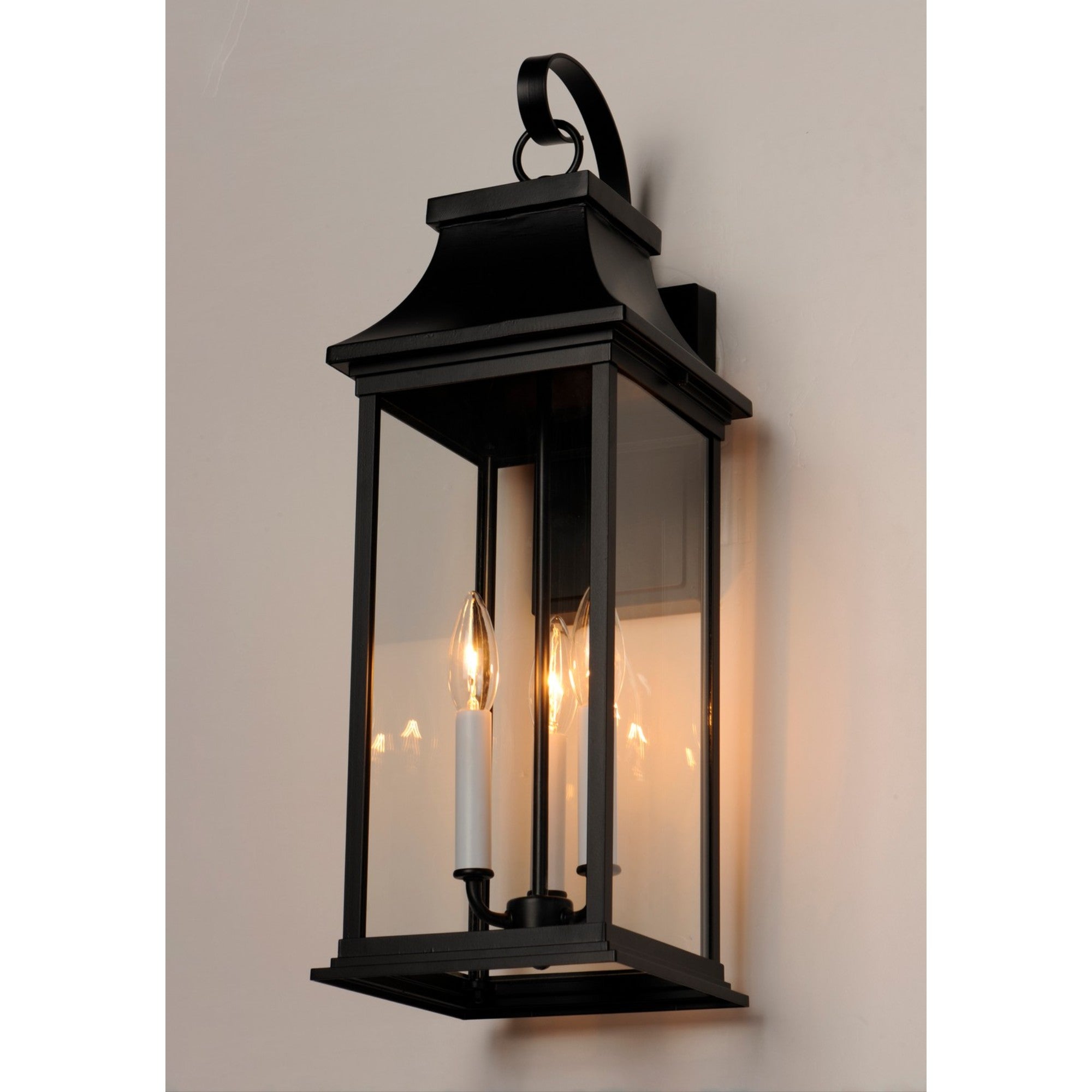 Vicksburg 24" 3-Light Outdoor Wall Lantern, Black Finish - Bees Lighting
