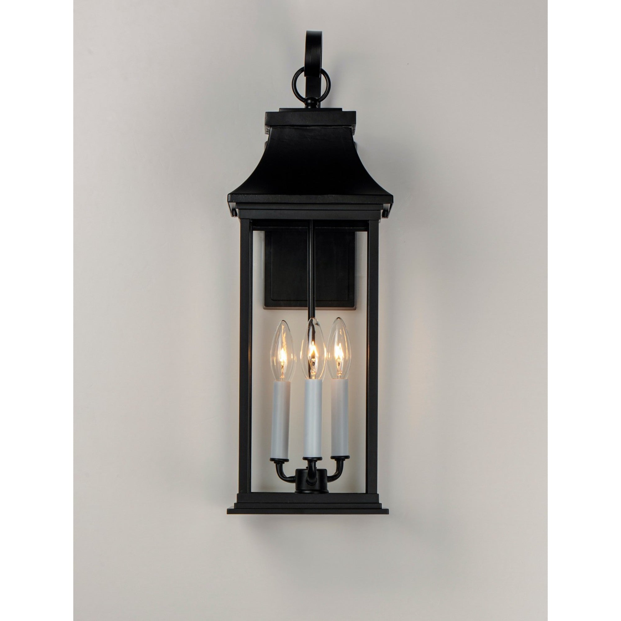 Vicksburg 24" 3-Light Outdoor Wall Lantern, Black Finish - Bees Lighting