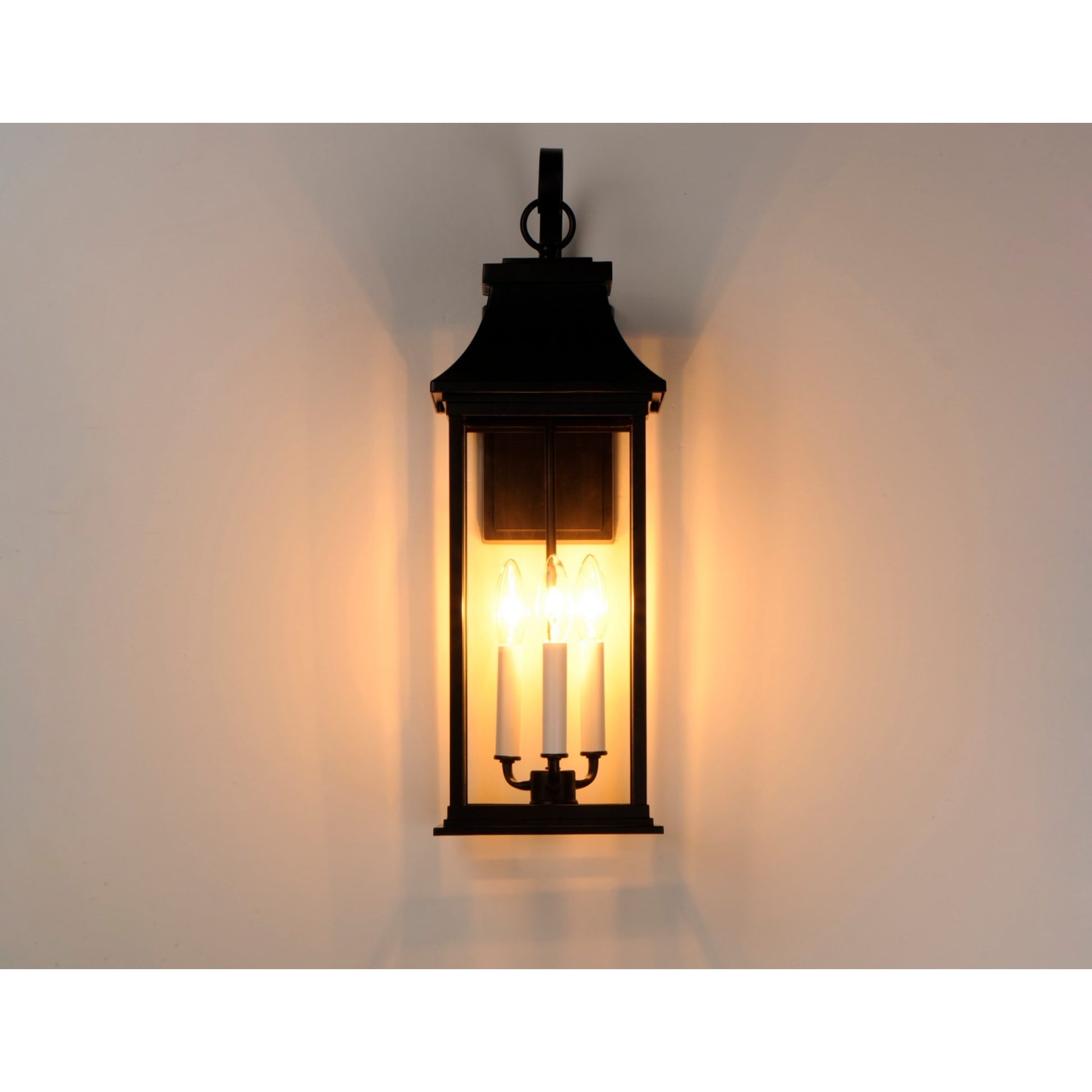 Vicksburg 24" 3-Light Outdoor Wall Lantern, Black Finish - Bees Lighting