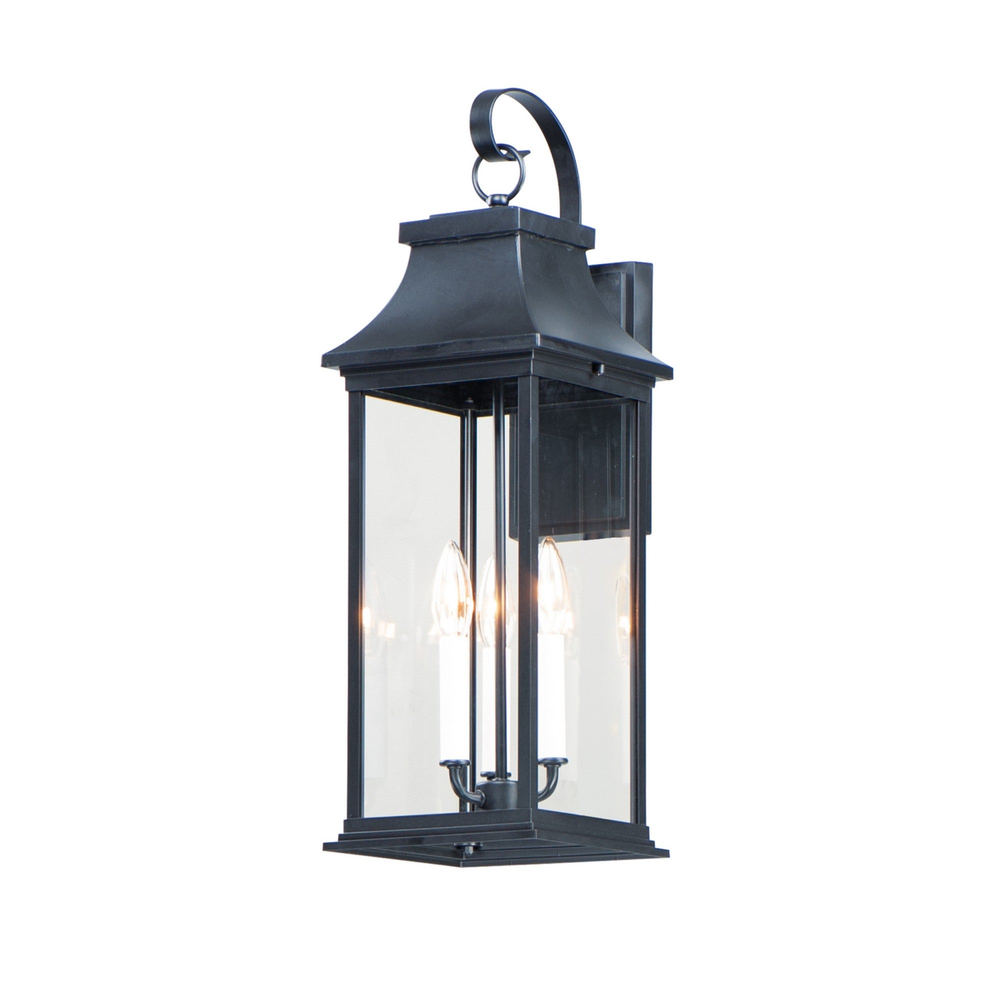 Vicksburg 24" 3-Light Outdoor Wall Lantern, Black Finish - Bees Lighting