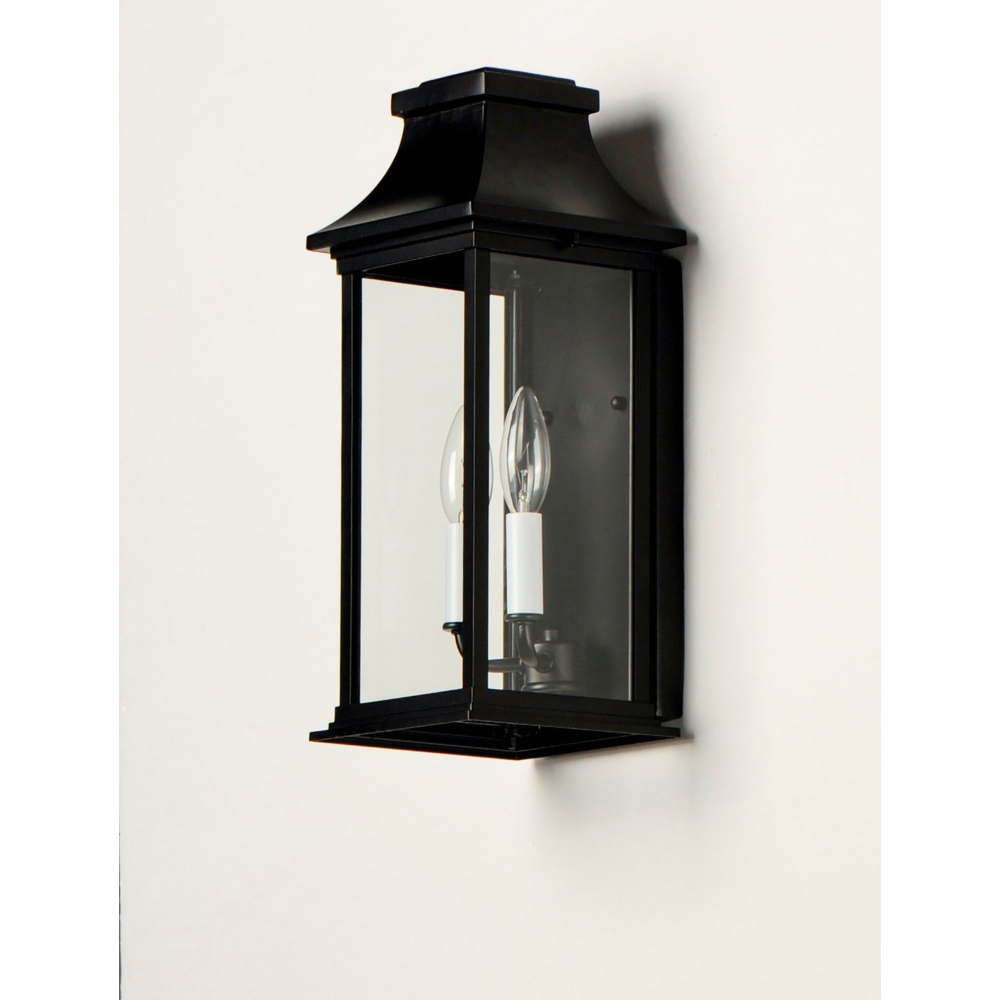 Vicksburg 16" 2-Light Outdoor Wall Lantern, Black Finish - Bees Lighting