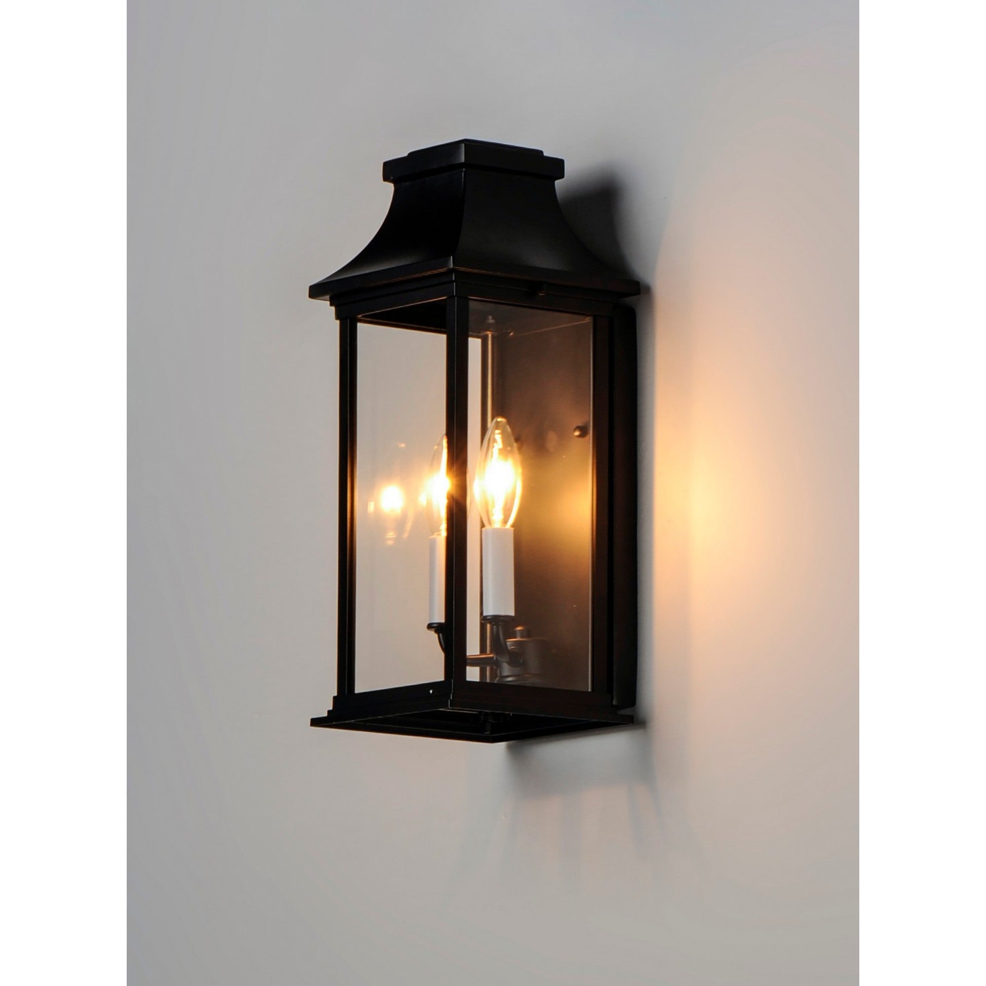 Vicksburg 16" 2-Light Outdoor Wall Lantern, Black Finish - Bees Lighting